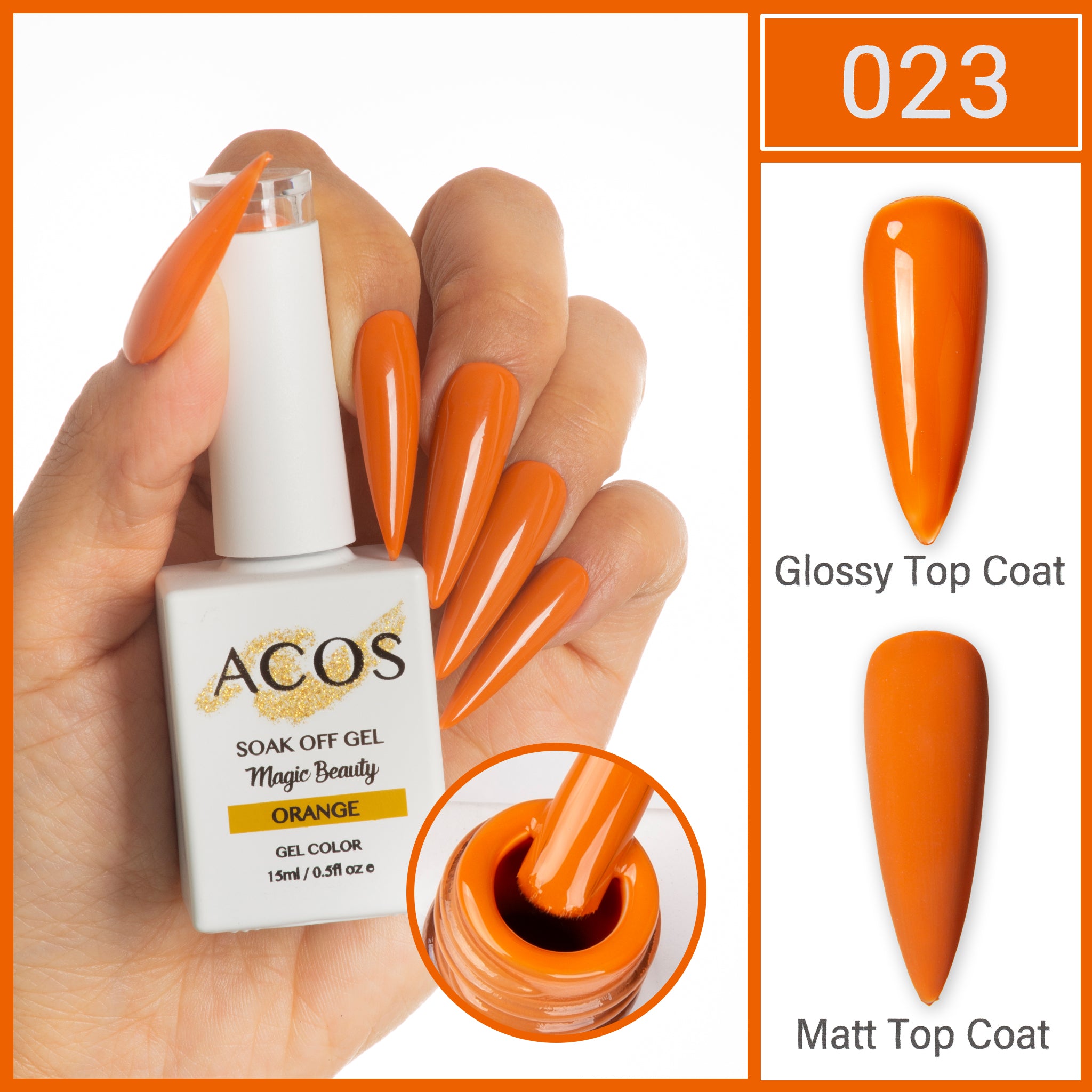ACOS Magic Beauty Gel Polish Colour Orange (023) - Lashmer