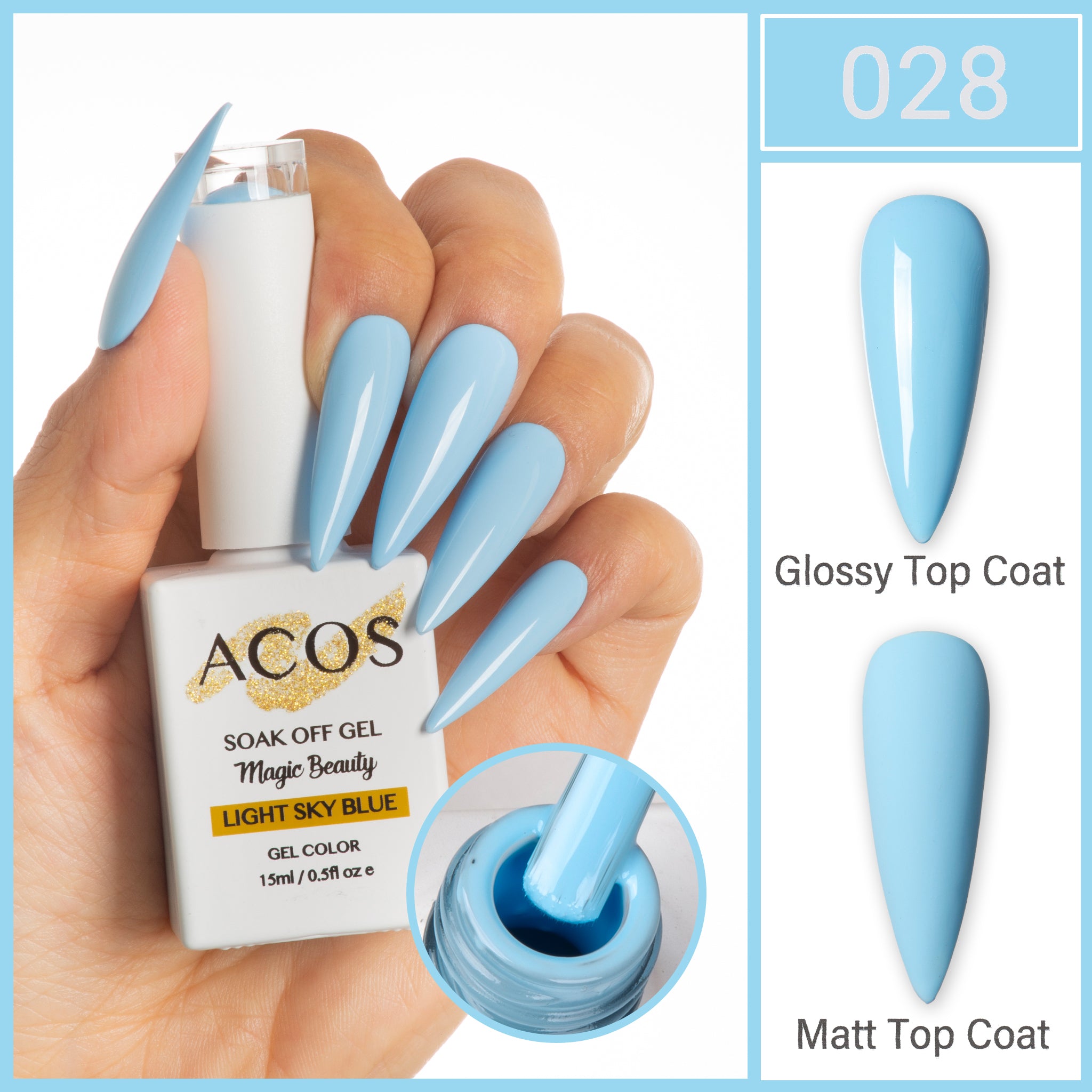 ACOS Magic Beauty Gel Polish Colour Light Sky Blue - Lashmer