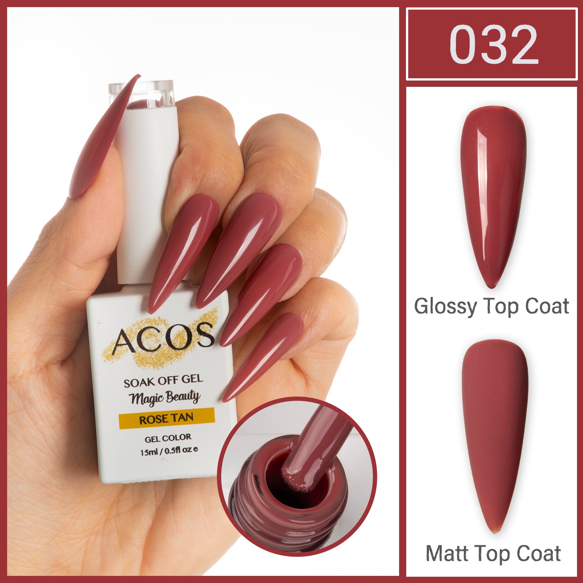 ACOS Magic Beauty Gel Polish Colour Rose Tan (032) - Lashmer