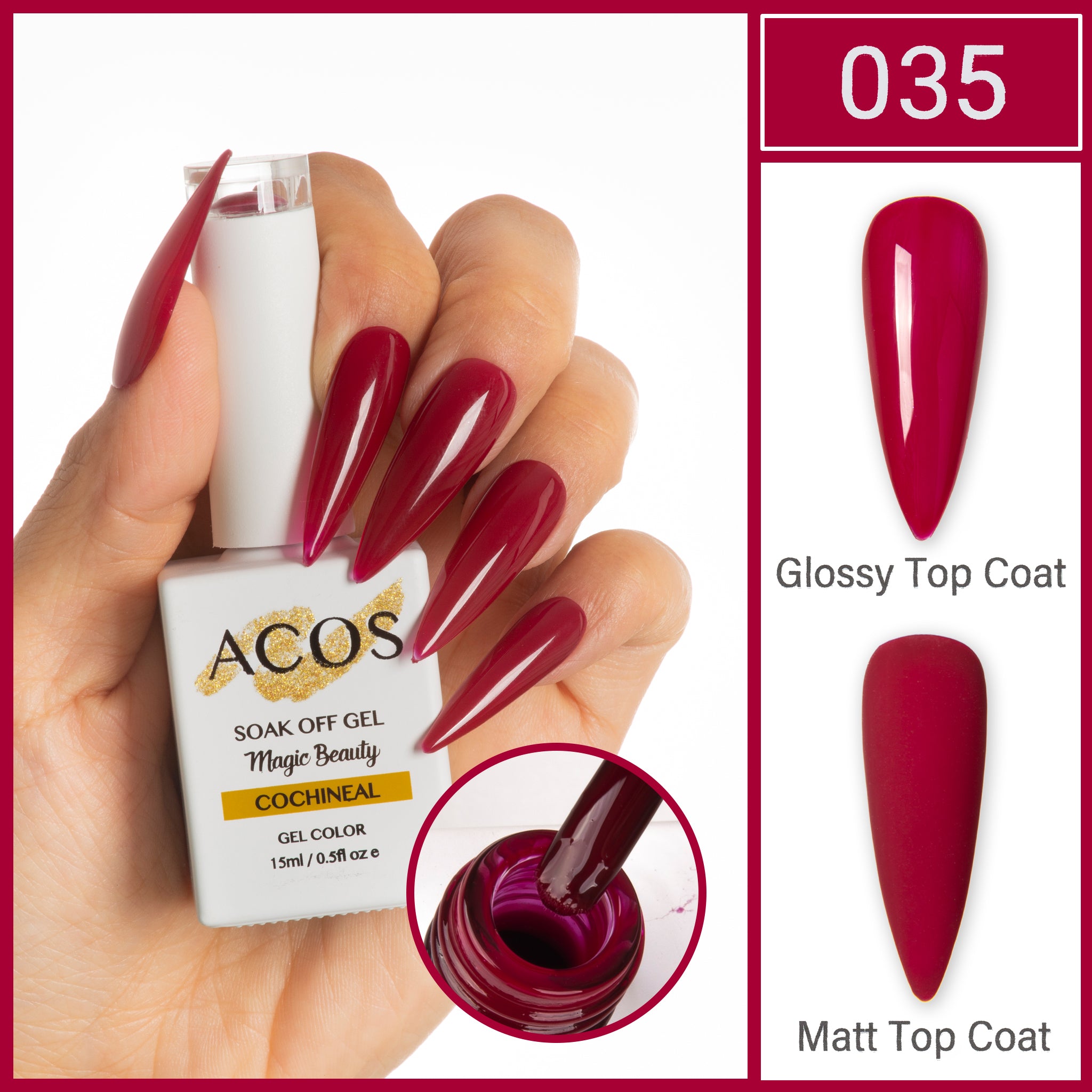 ACOS Magic Beauty Gel Polish Colour Cochineal (035) - Lashmer