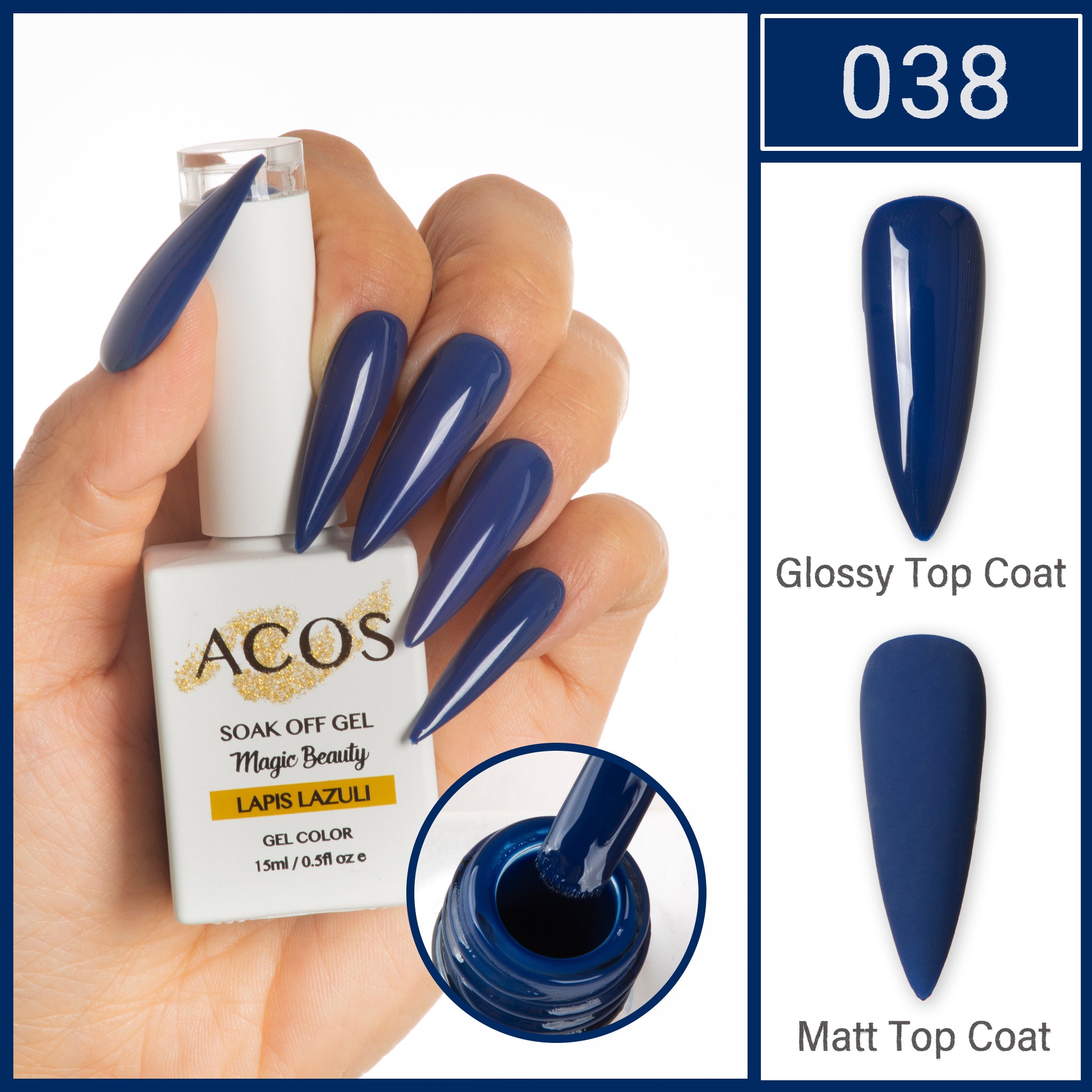 ACOS Magic Beauty Gel Polish Colour Light LAPIS LAZULI (038) - Lashmer