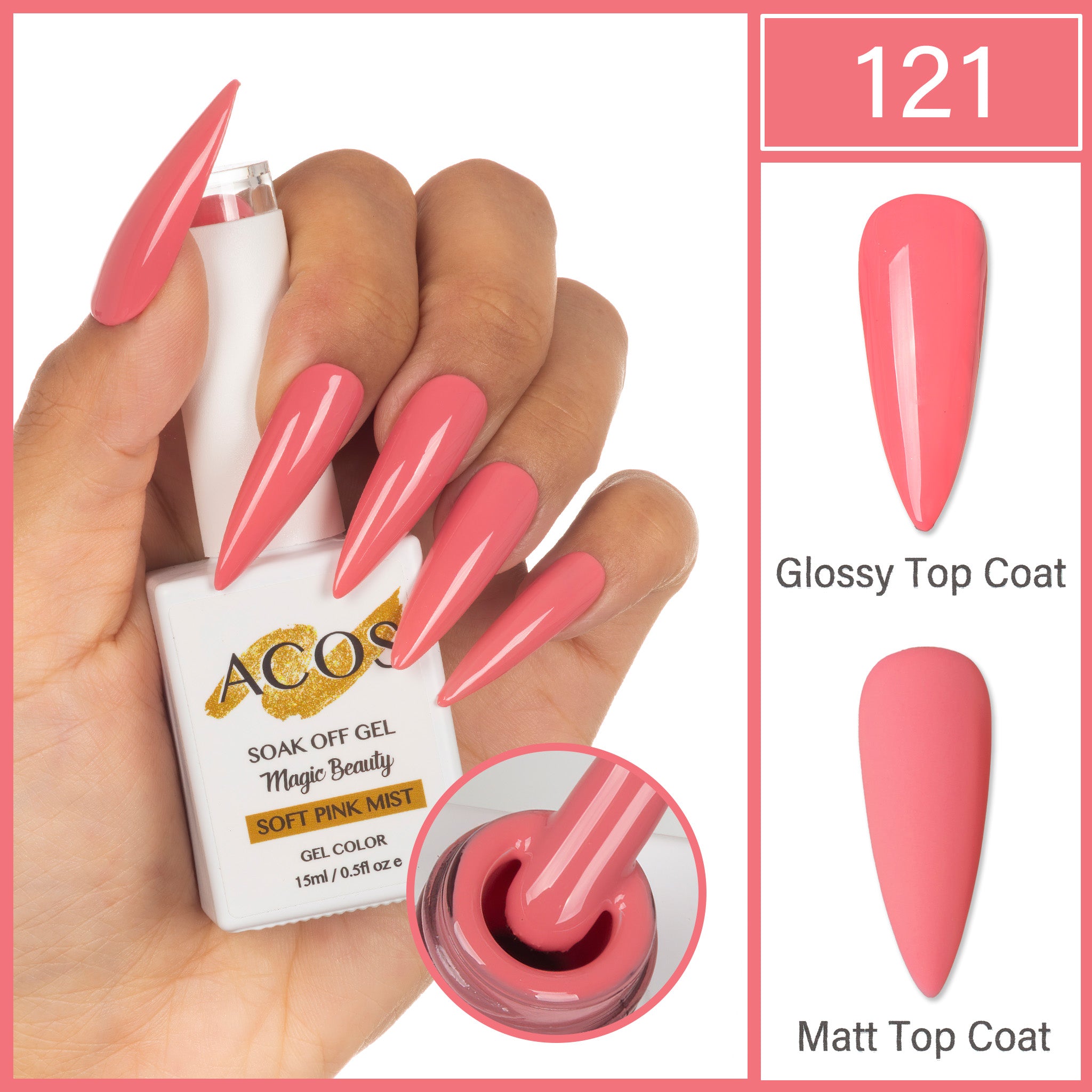 ACOS Magic Beauty Gel Polish Colour Soft Pink Mist(121) - Lashmer