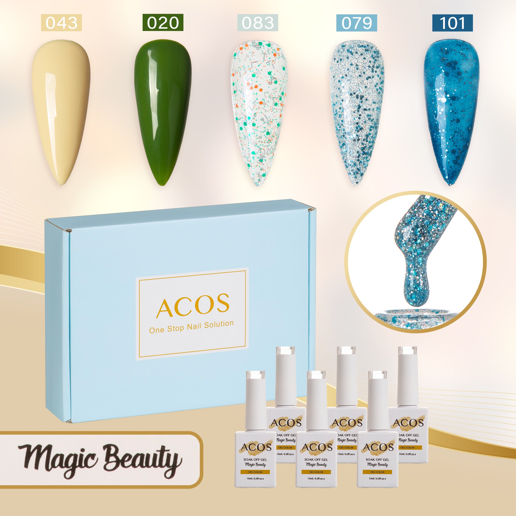 ACOS Gel Polish 5pcs Set (Charming X'mas ) - Lashmer