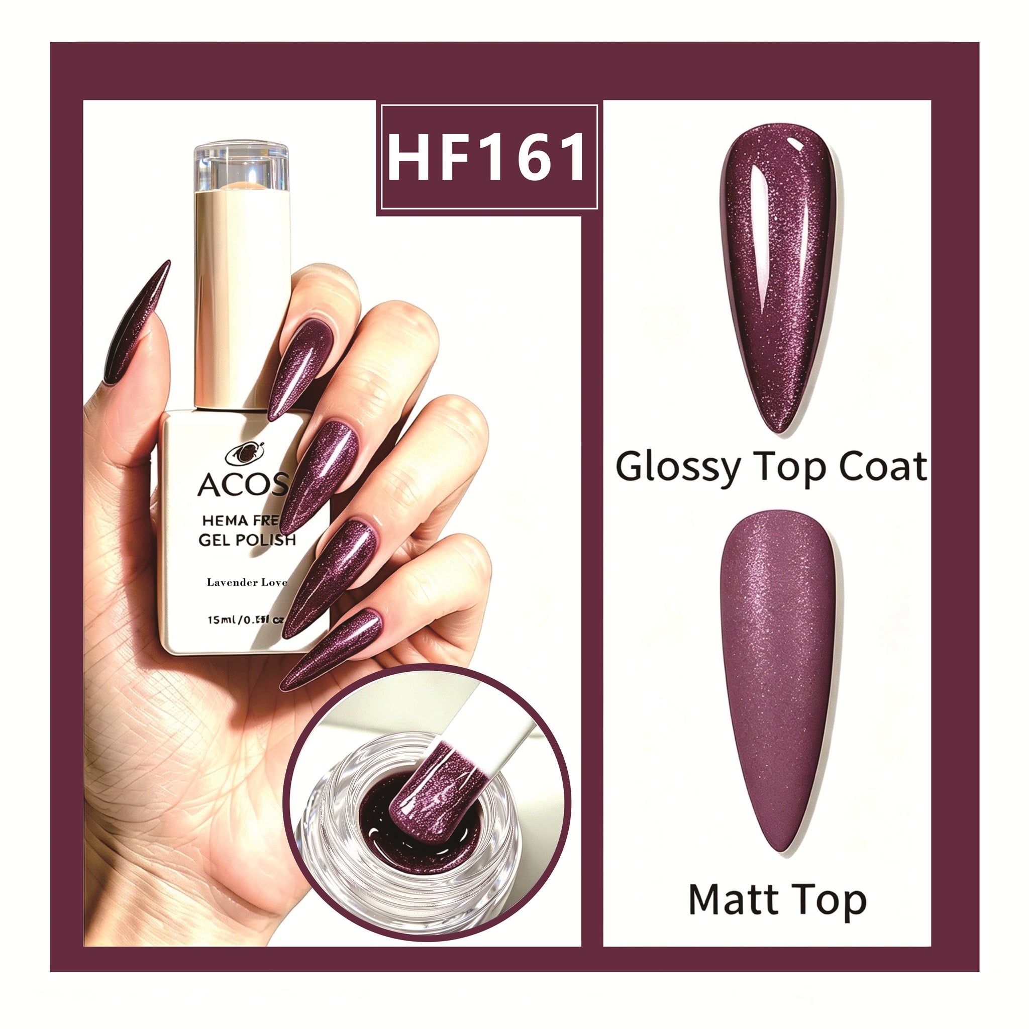 ACOS HEMA-free gel polish in Lavender Love, colour 161