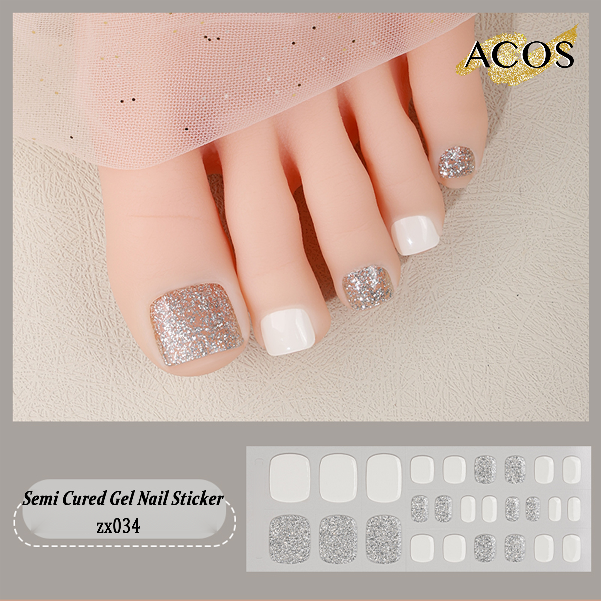 ACOS Semi Cured Gel Sticker for Feet -- Style #034 - Lashmer