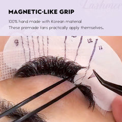 XL tray-Long Stem Premade Fans | Lashmer | C, D Curl--5D - 20 Lines - 440 Fans, Ultra Black - Lashmer