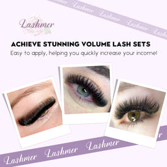 XL tray-Short Stem Premade Fans | Lashmer | C, D Curl--8D - 20 Lines - 480 Fans, Ultra Black - Lashmer