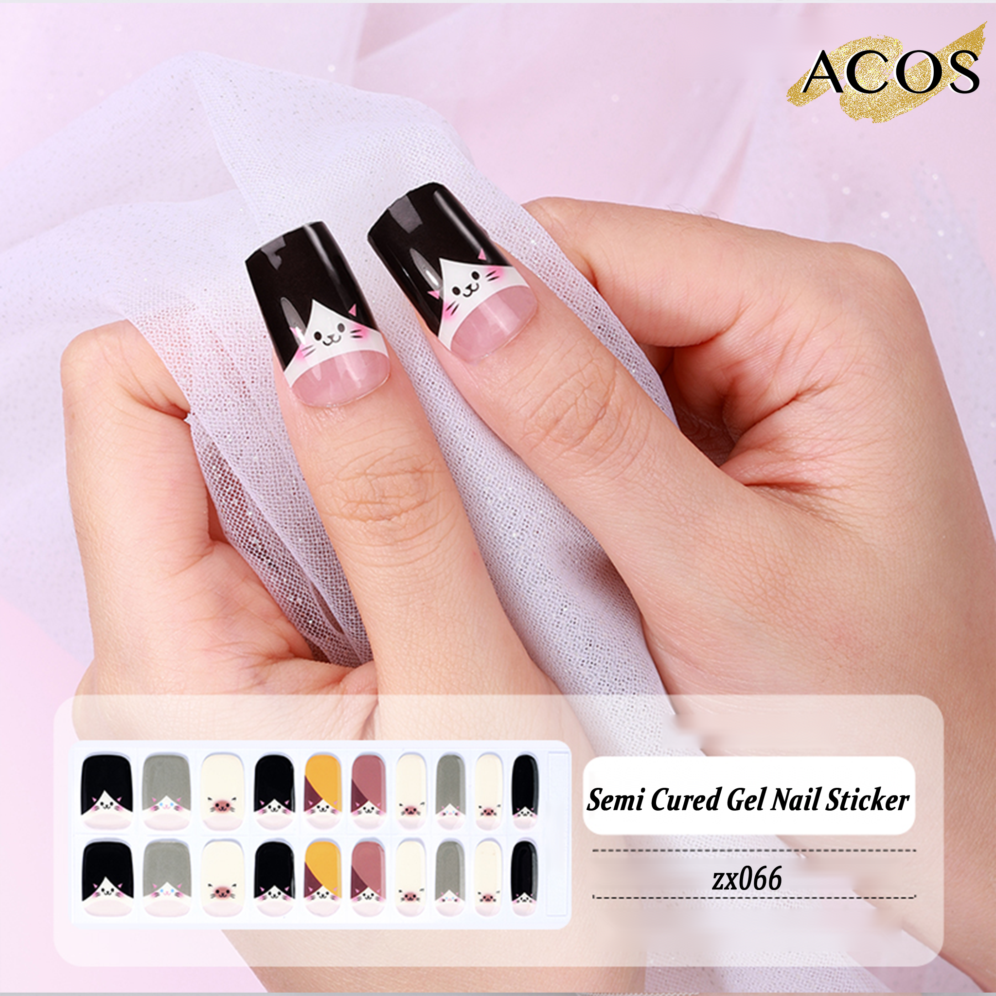 ACOS Semi Cured Gel Sticker -- Style #066 - Lashmer