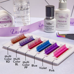 Color Volume lashes Sampler -- PINK Colour (5 lines) - Lashmer