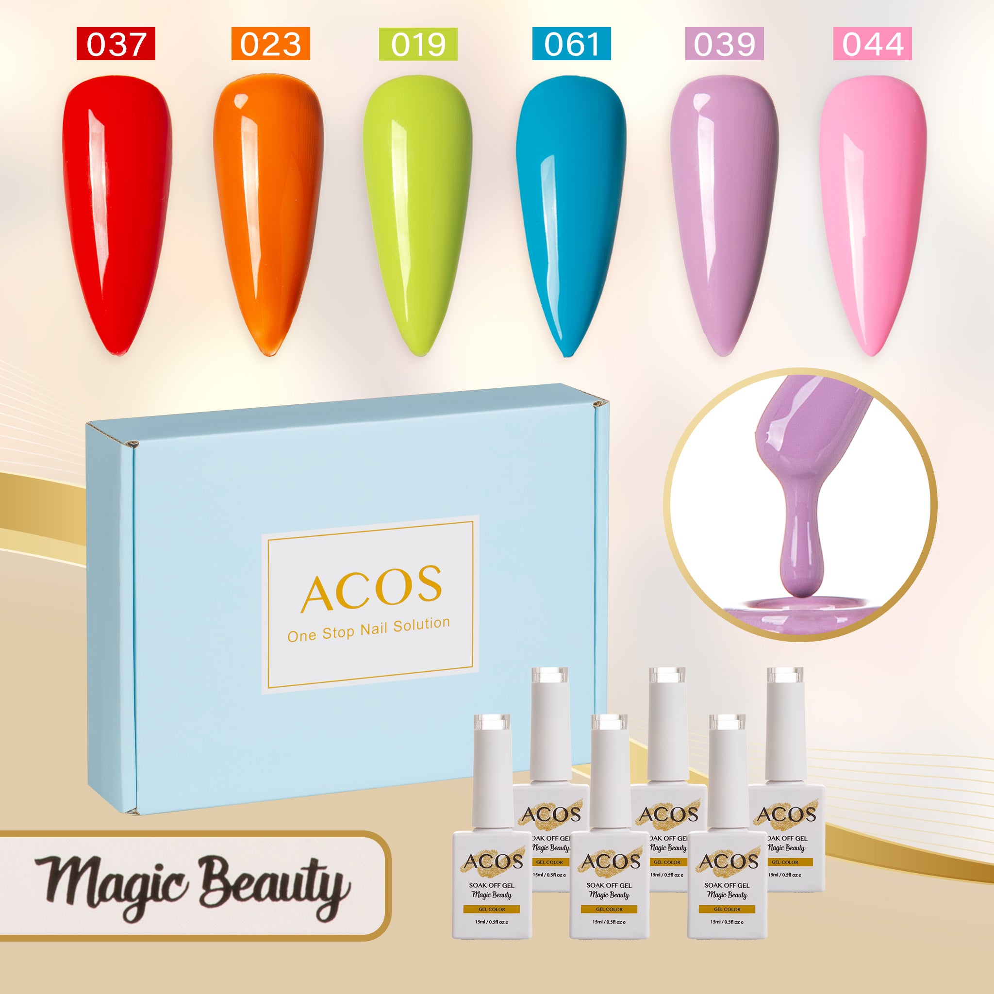 ACOS Gel Polish 6pcs Set (My era summer ) - Lashmer