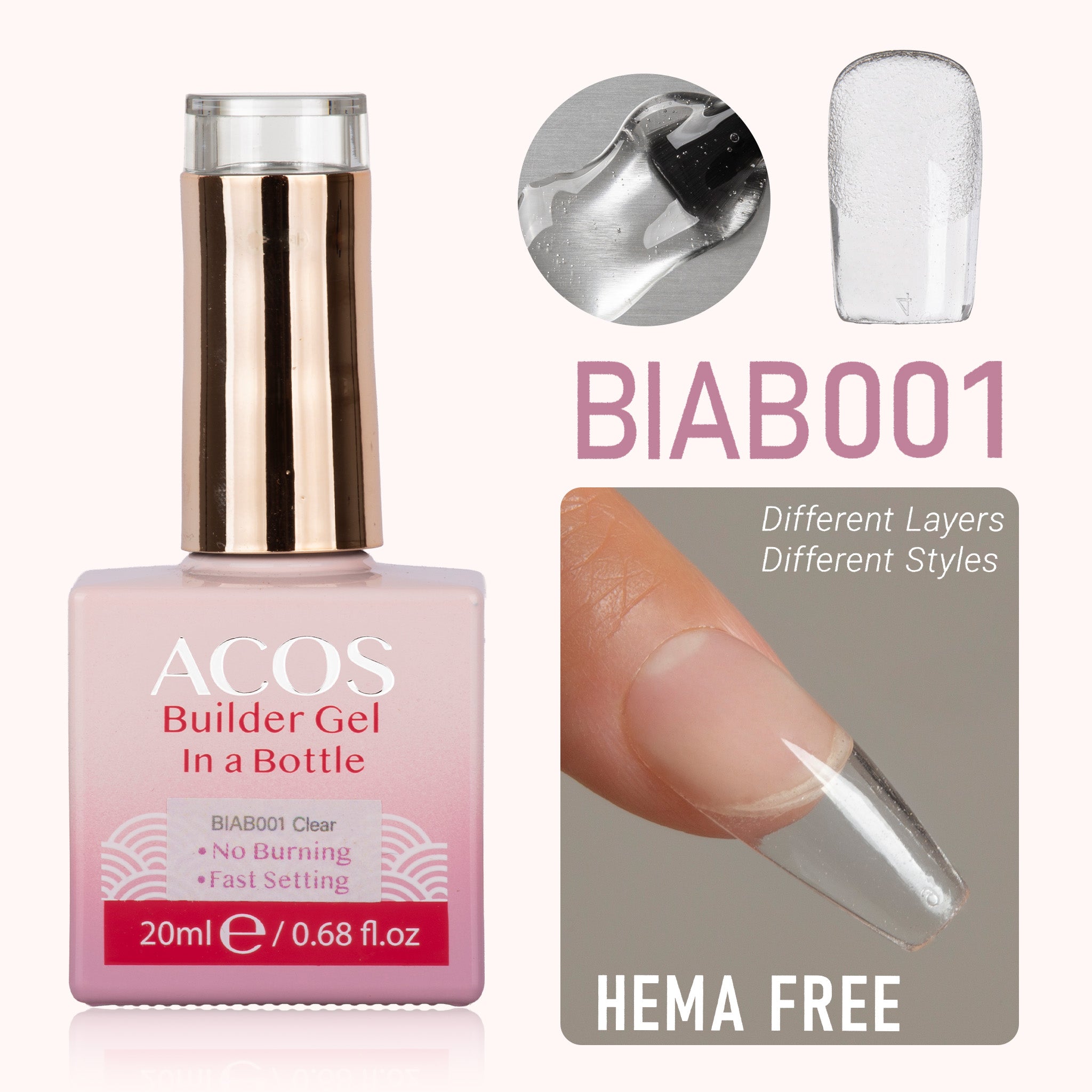 ACOS Hema Free Clear Color Builder Gel In A Bottle (20ml) - Lashmer