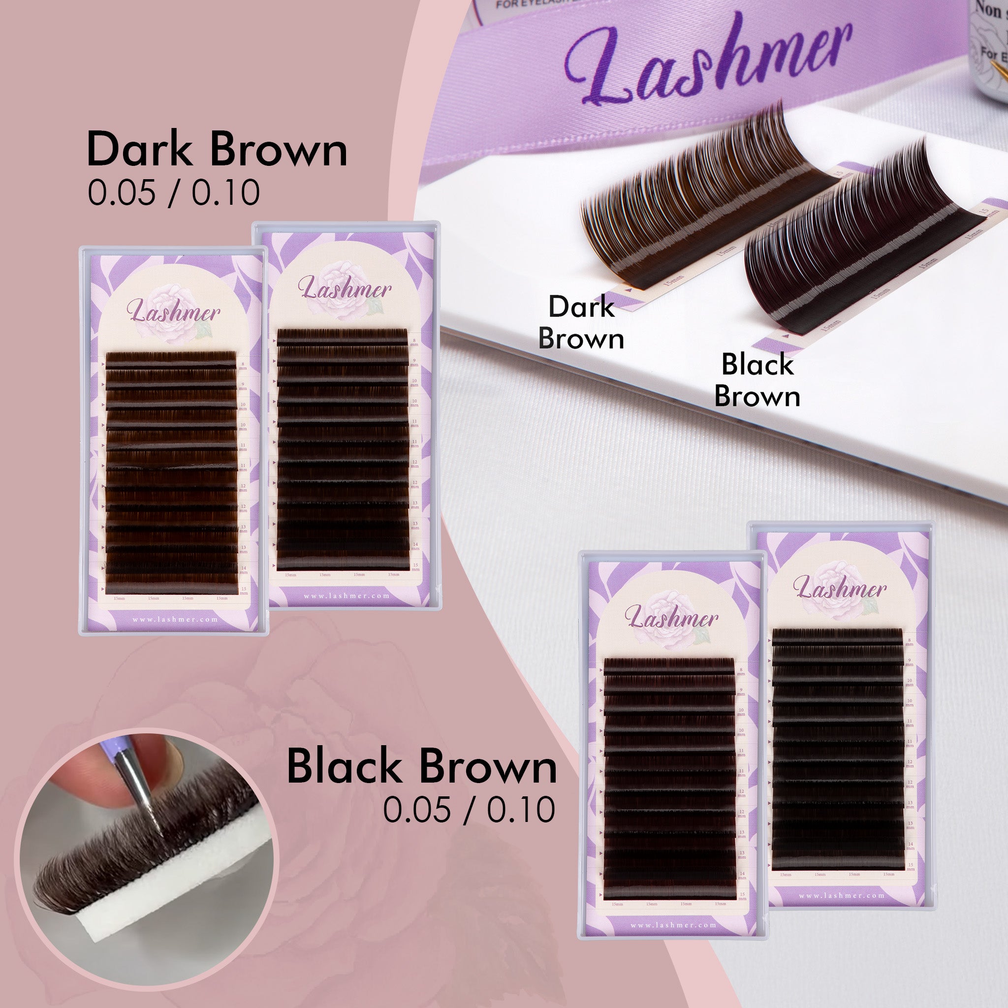 Lashmer Brown Lashes Bundle (4 trays) - Lashmer