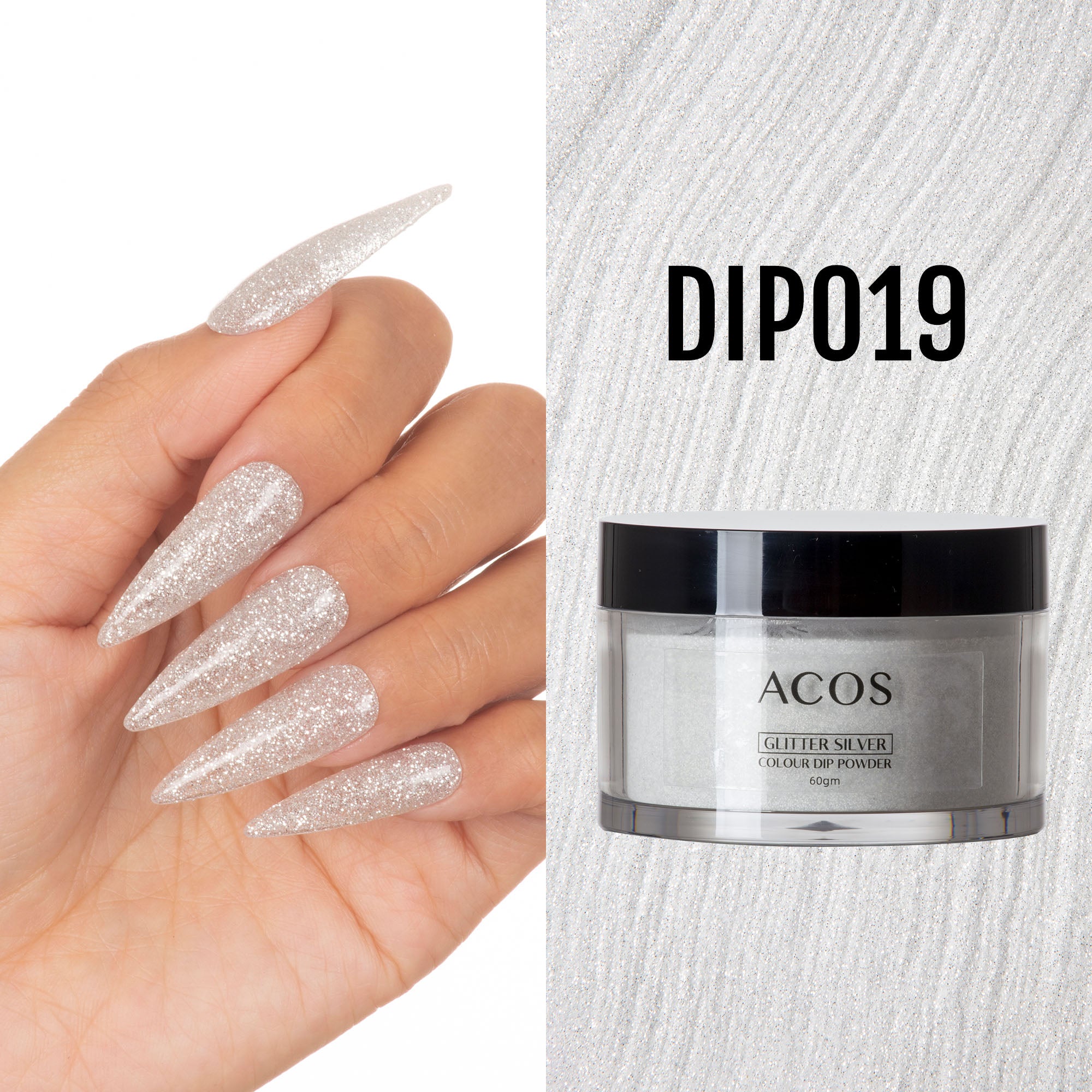 ACOS Dipping Powder Glitter Silver Colour (60g) - Lashmer