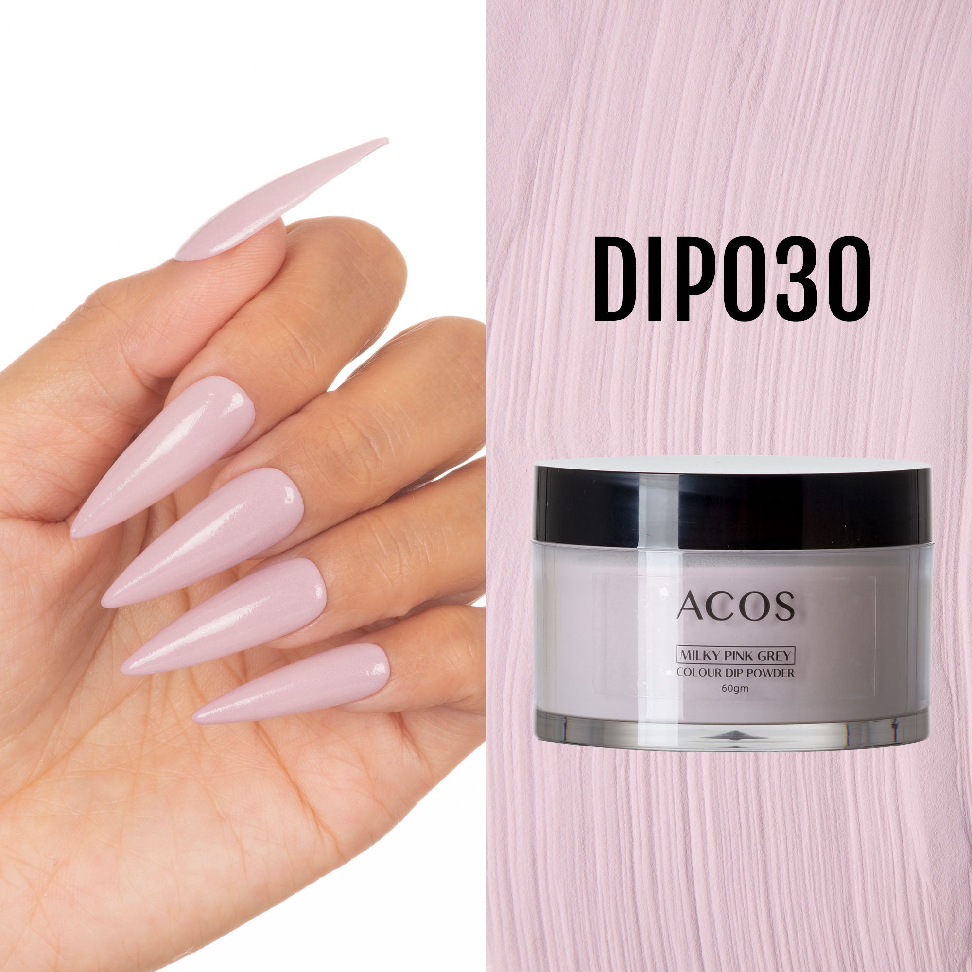 ACOS Dipping Powder Milky Pink Grey Colour (60g) - Lashmer