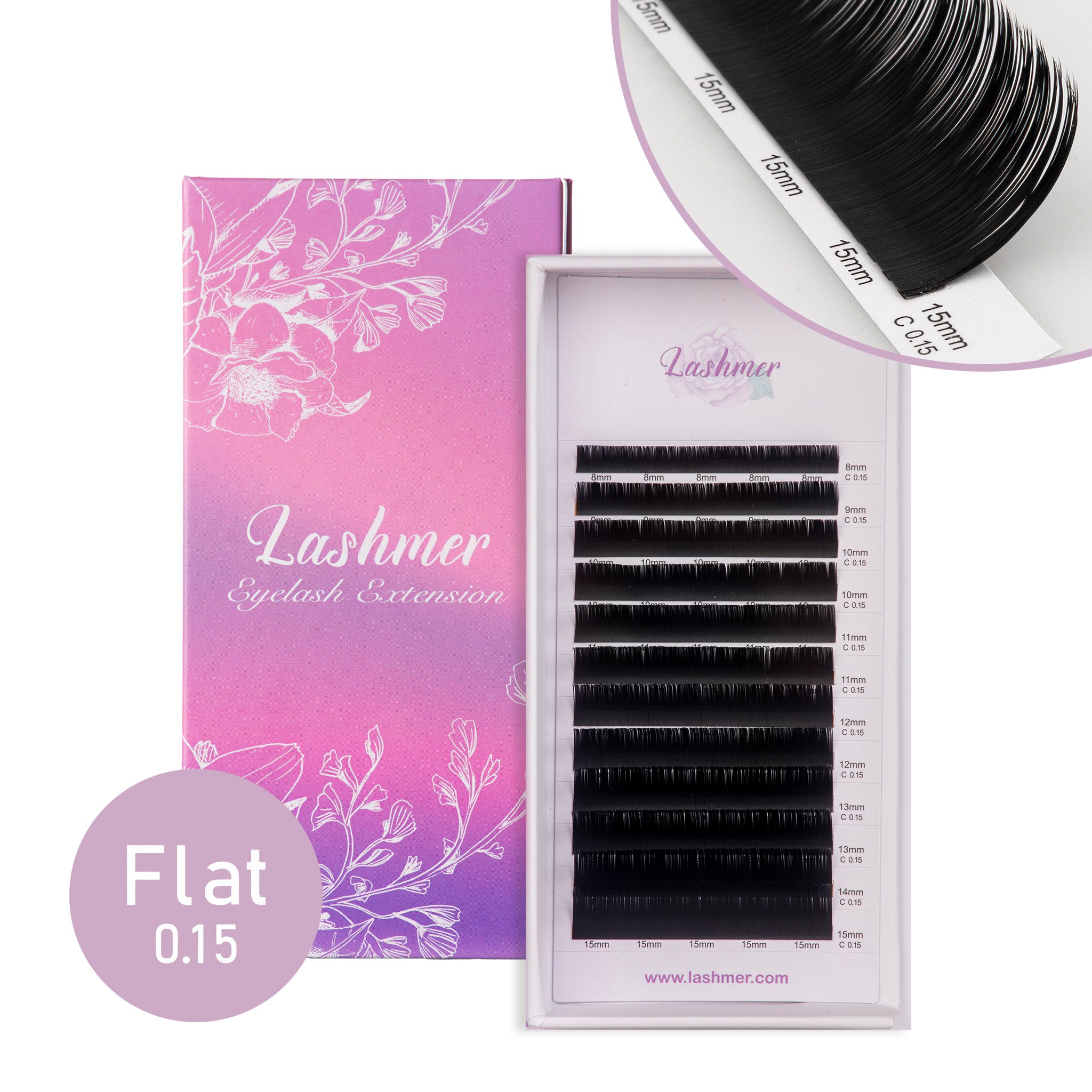 Matt Black Flat Lashes (0.15/0.20) C Curl - Lashmer