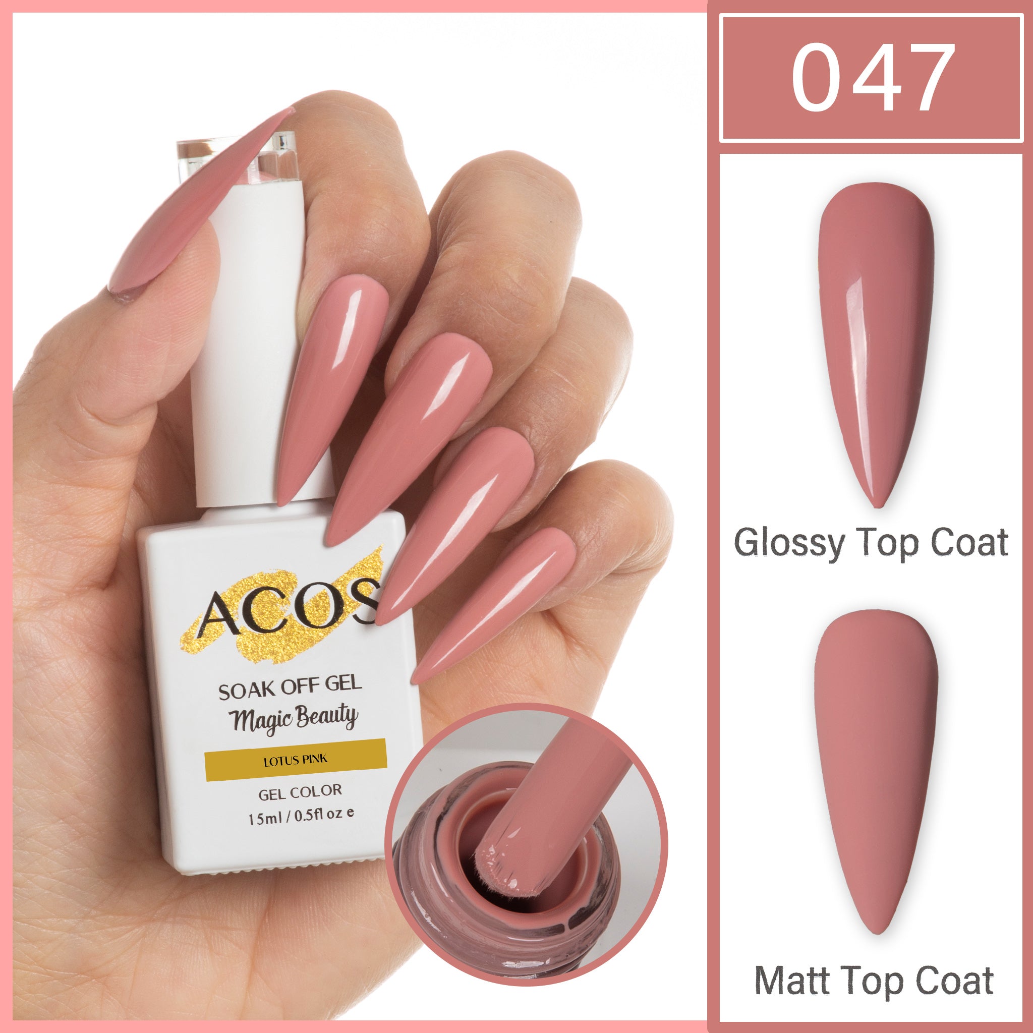 ACOS Magic Beauty Gel Polish Colour Dark Lotus Pink(047) - Lashmer