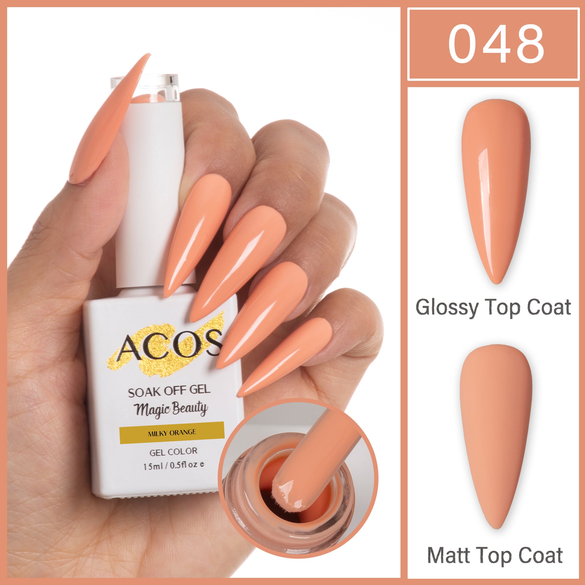 ACOS Magic Beauty Gel Polish Colour Milky Orange (048) - Lashmer