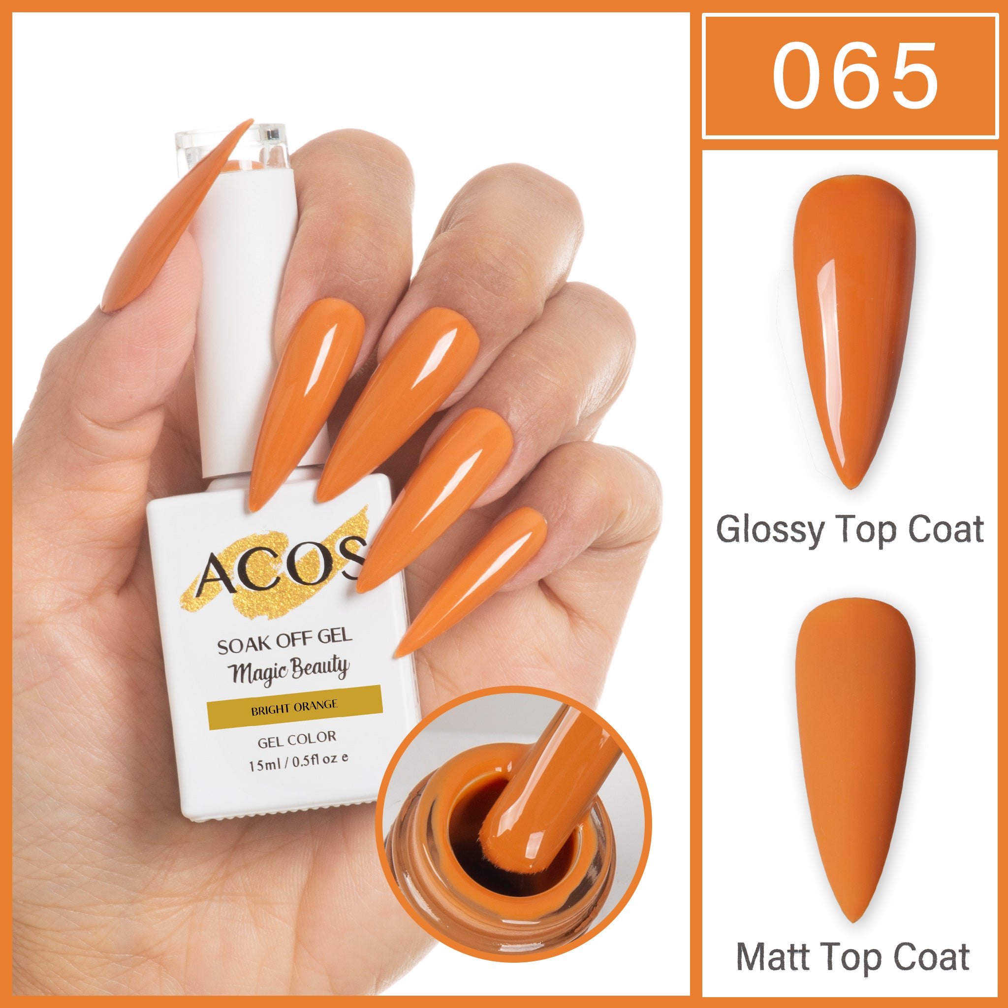 ACOS Magic Beauty Gel Polish Colour Bright Orange - Lashmer