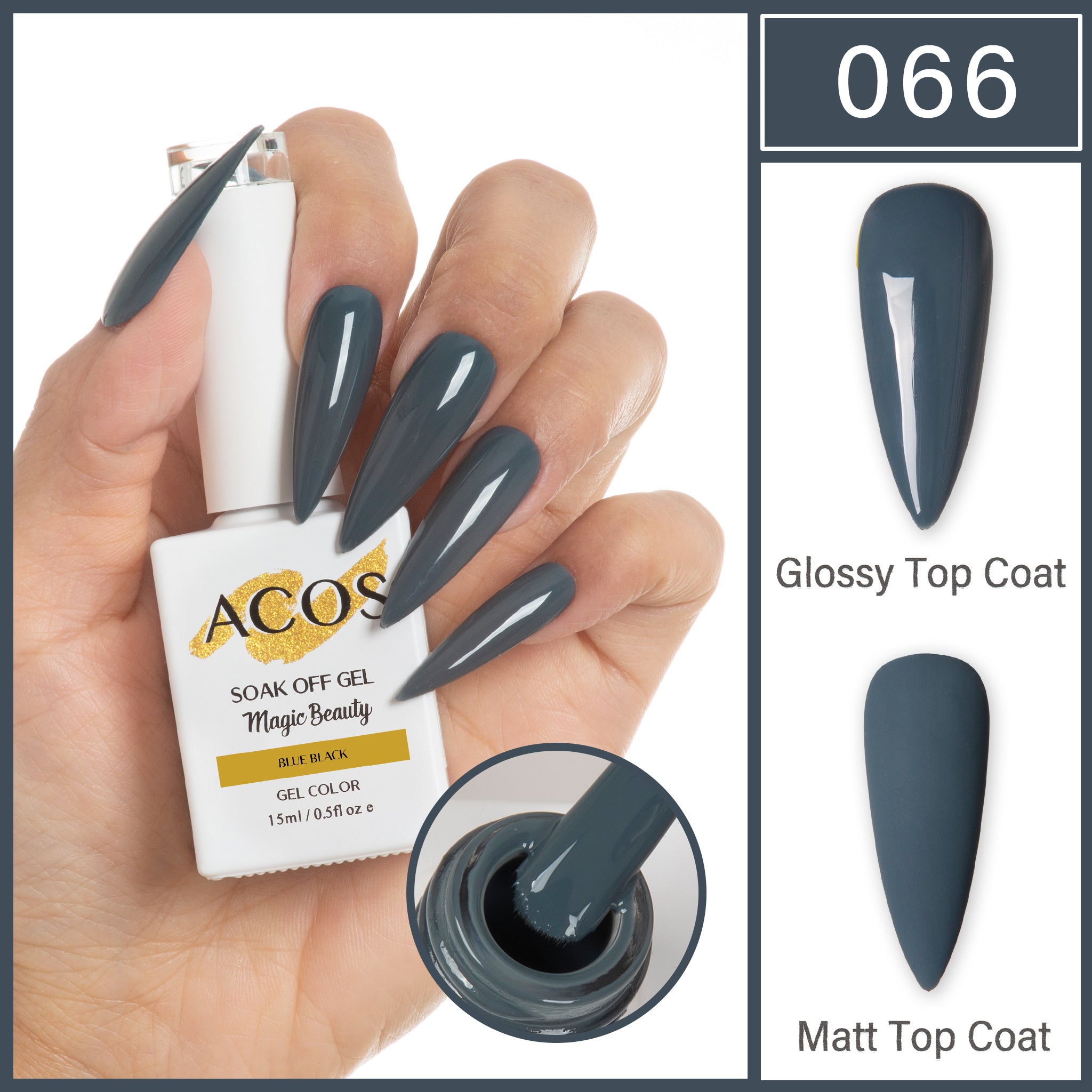 ACOS Magic Beauty Gel Polish Colour Blue Black (066) - Lashmer