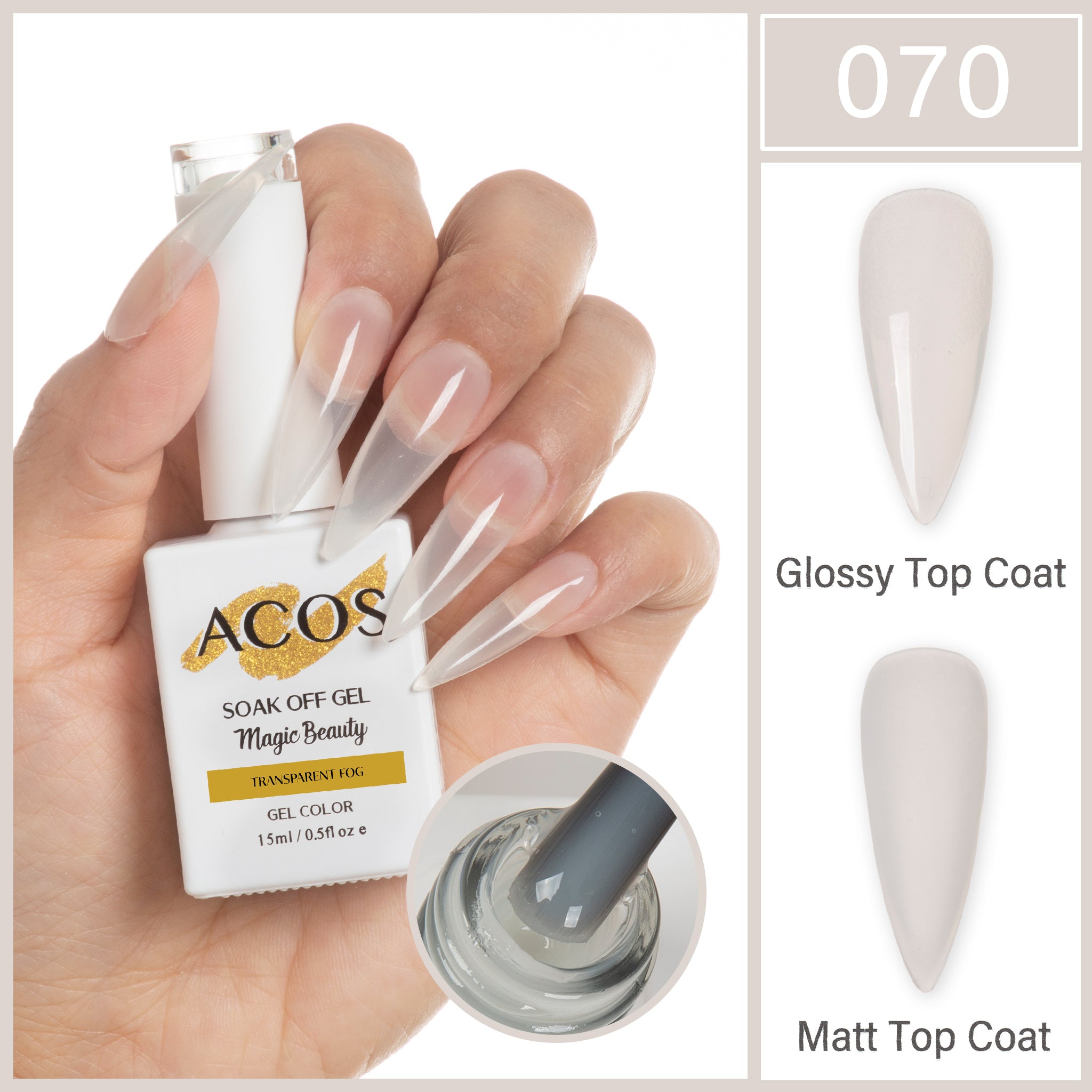 ACOS Magic Beauty Gel Polish Colour TRANSPARENT FOG - Lashmer