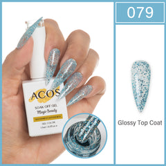ACOS Magic Beauty Gel Polish Colour TRANSPARENT GLITTER BLUE (079) - Lashmer