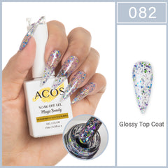 ACOS Magic Beauty Gel Polish Colour TRANSPARENT GLITTER PURPLE (082) - Lashmer