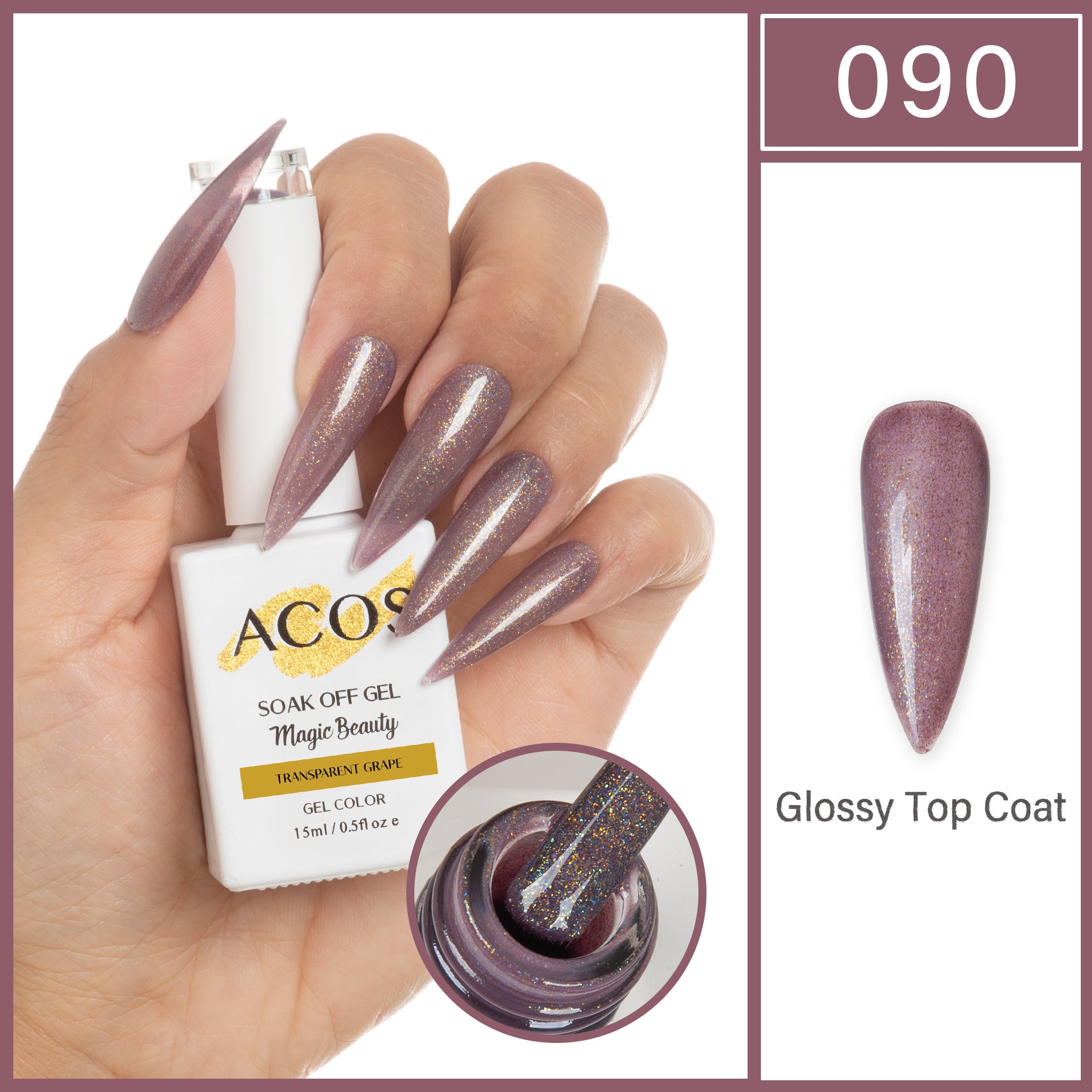 ACOS Magic Beauty Gel Polish TRANSPARENT GRAPE (090) - Lashmer