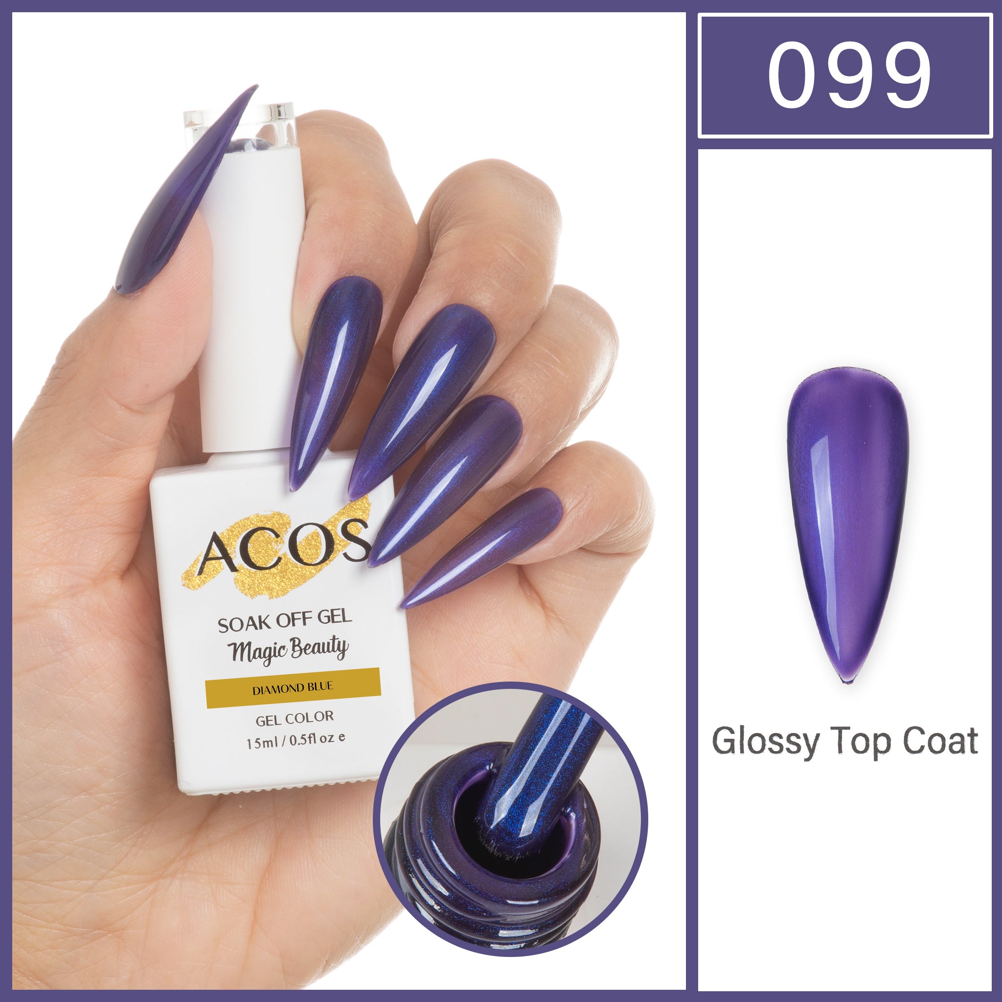 ACOS Magic Beauty Gel Polish DIAMOND BLUE (099) - Lashmer