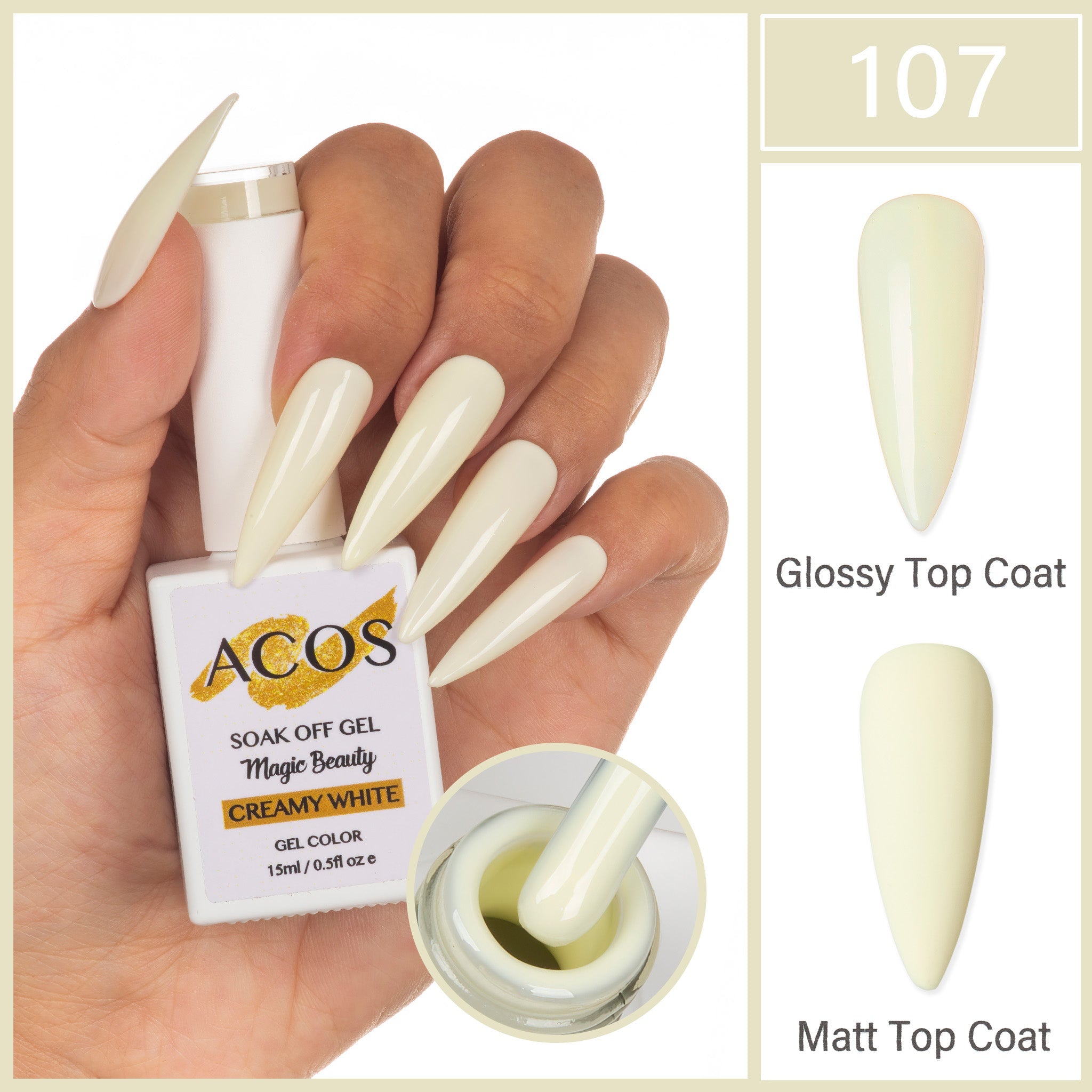 ACOS Magic Beauty Gel Polish Colour Creamy White(107) - Lashmer