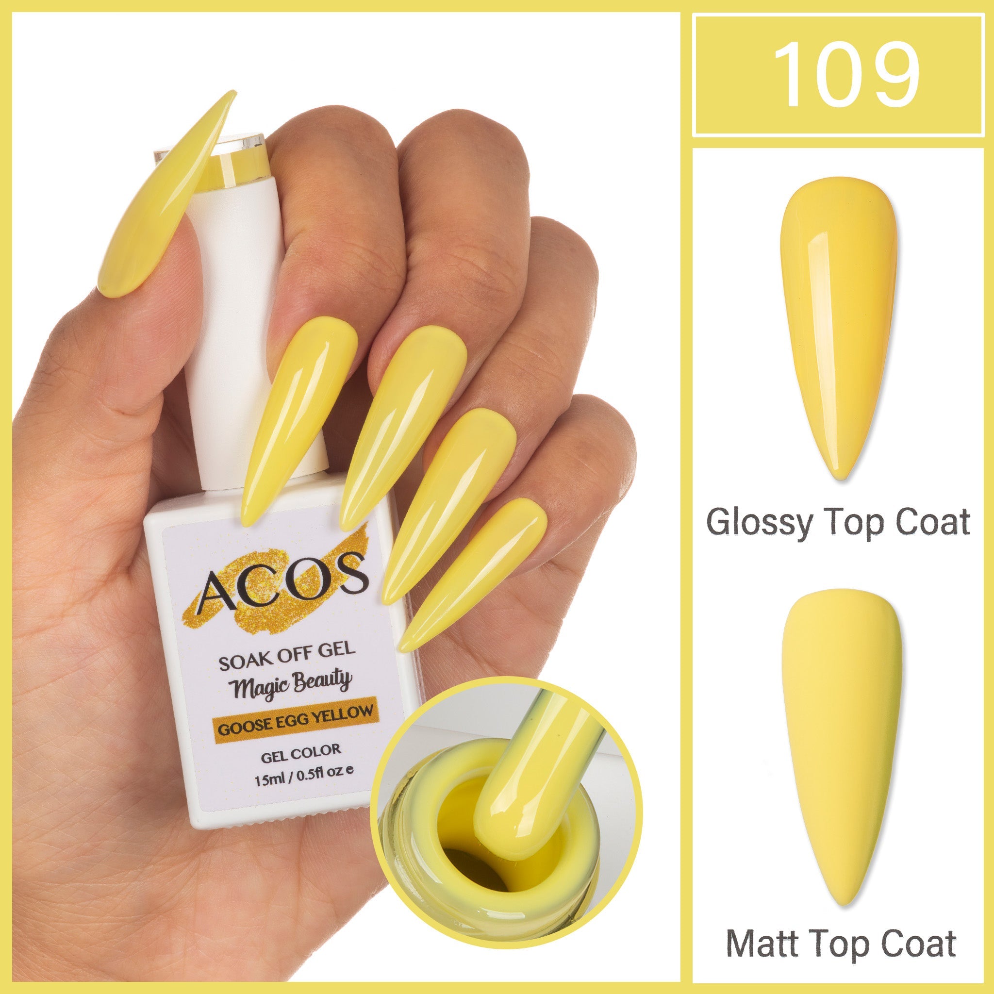 ACOS Magic Beauty Gel Polish Colour Goose Egg Yellow(109) - Lashmer