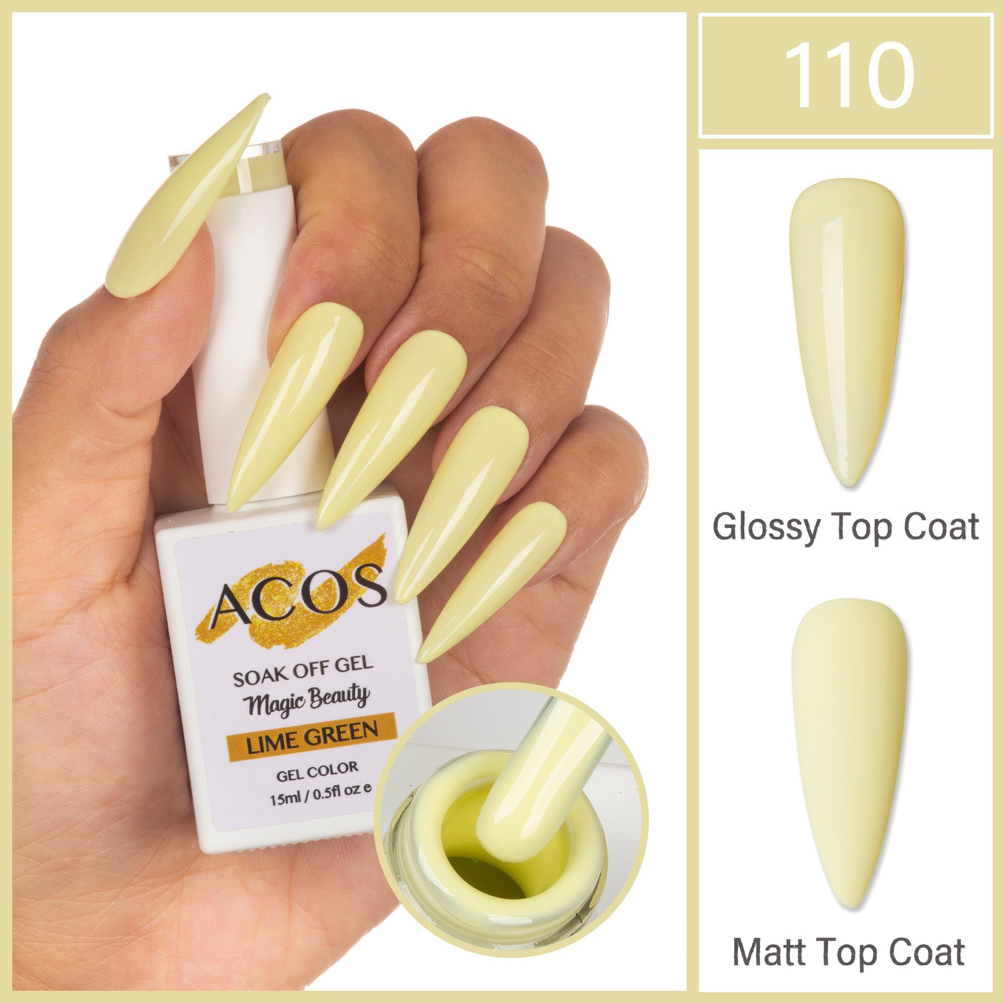 ACOS Magic Beauty Gel Polish Colour Lime Green(110) - Lashmer
