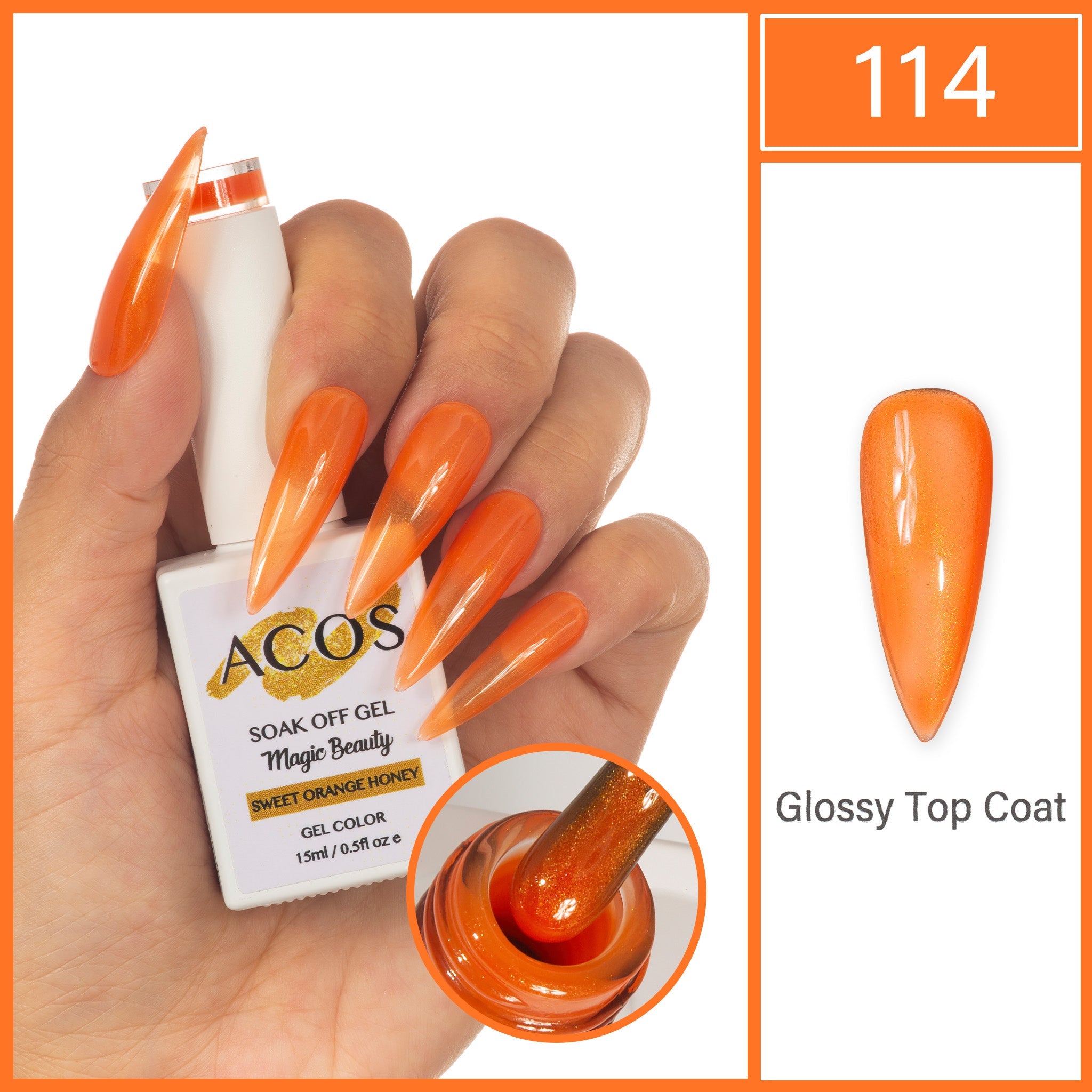 ACOS Magic Beauty Gel Polish Colour Sweet Orange Honey(114) - Lashmer