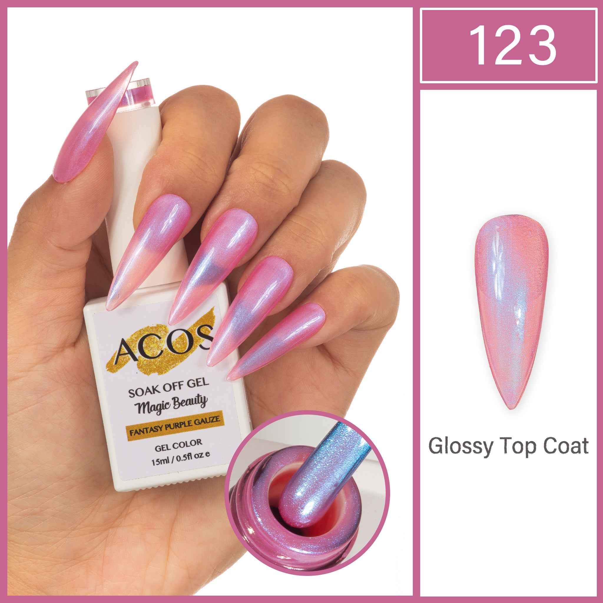 ACOS Magic Beauty Gel Polish Fantasy Purple Gauze(123) - Lashmer