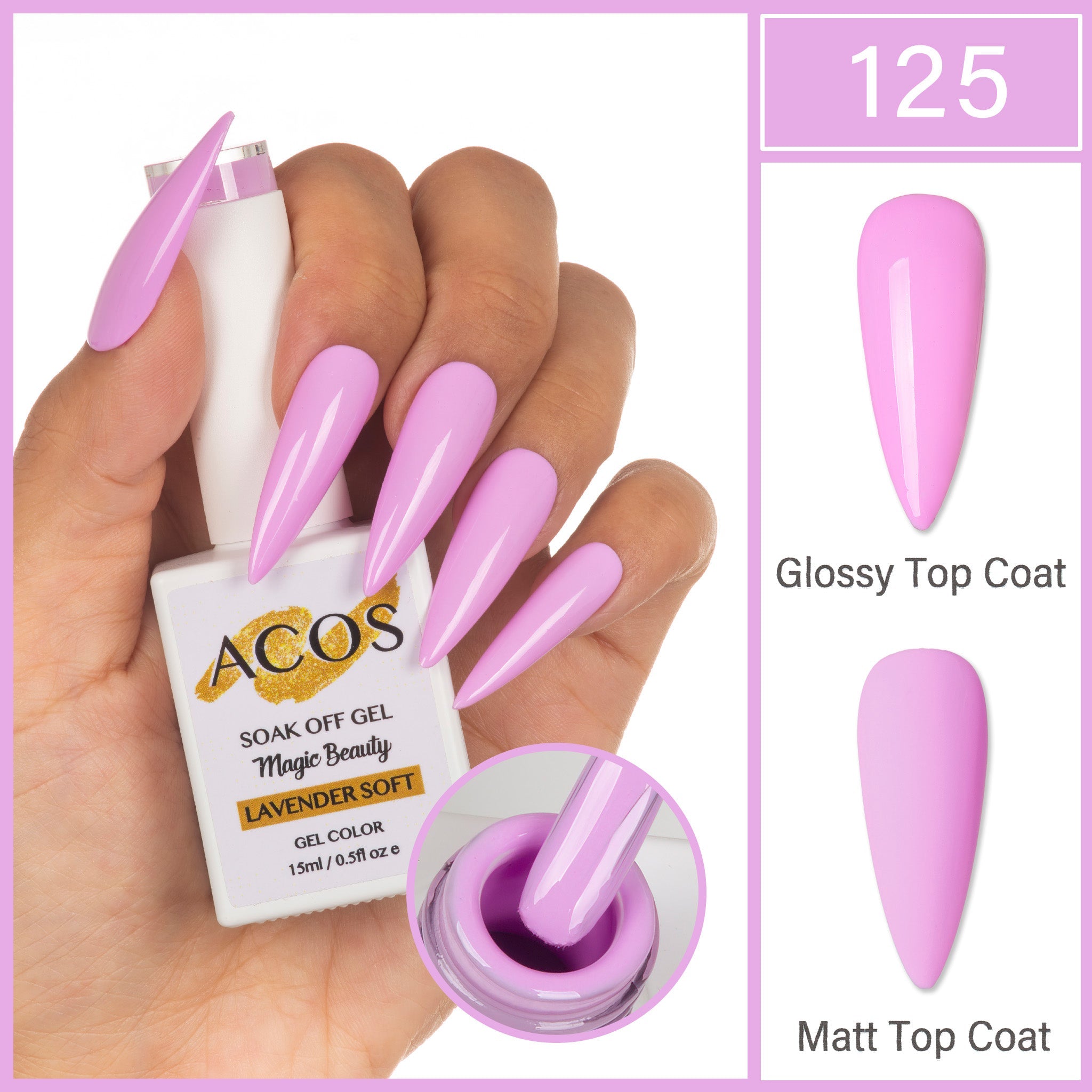 ACOS Magic Beauty Gel Polish Colour Lavender Soft(125) - Lashmer
