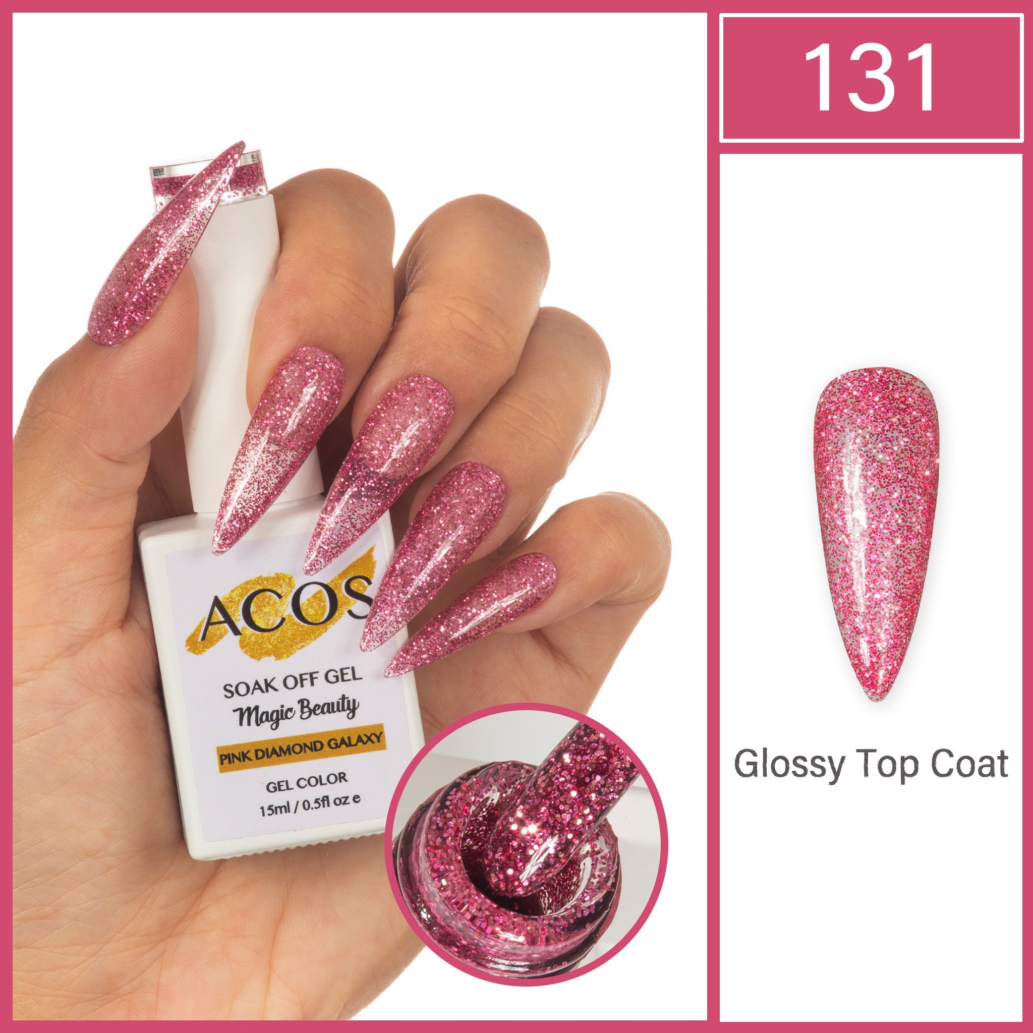 ACOS Magic Beauty Gel Polish Pink Diamond Galaxy(131) - Lashmer