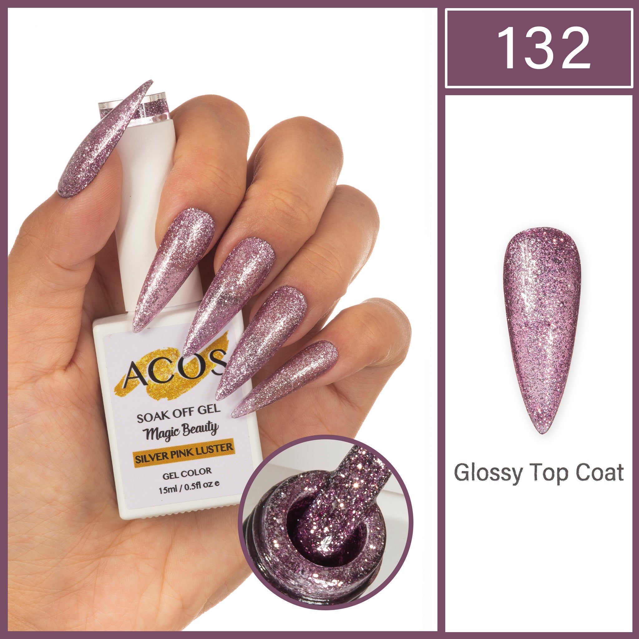 ACOS Magic Beauty Gel Polish Silver Pink Luster(132) - Lashmer
