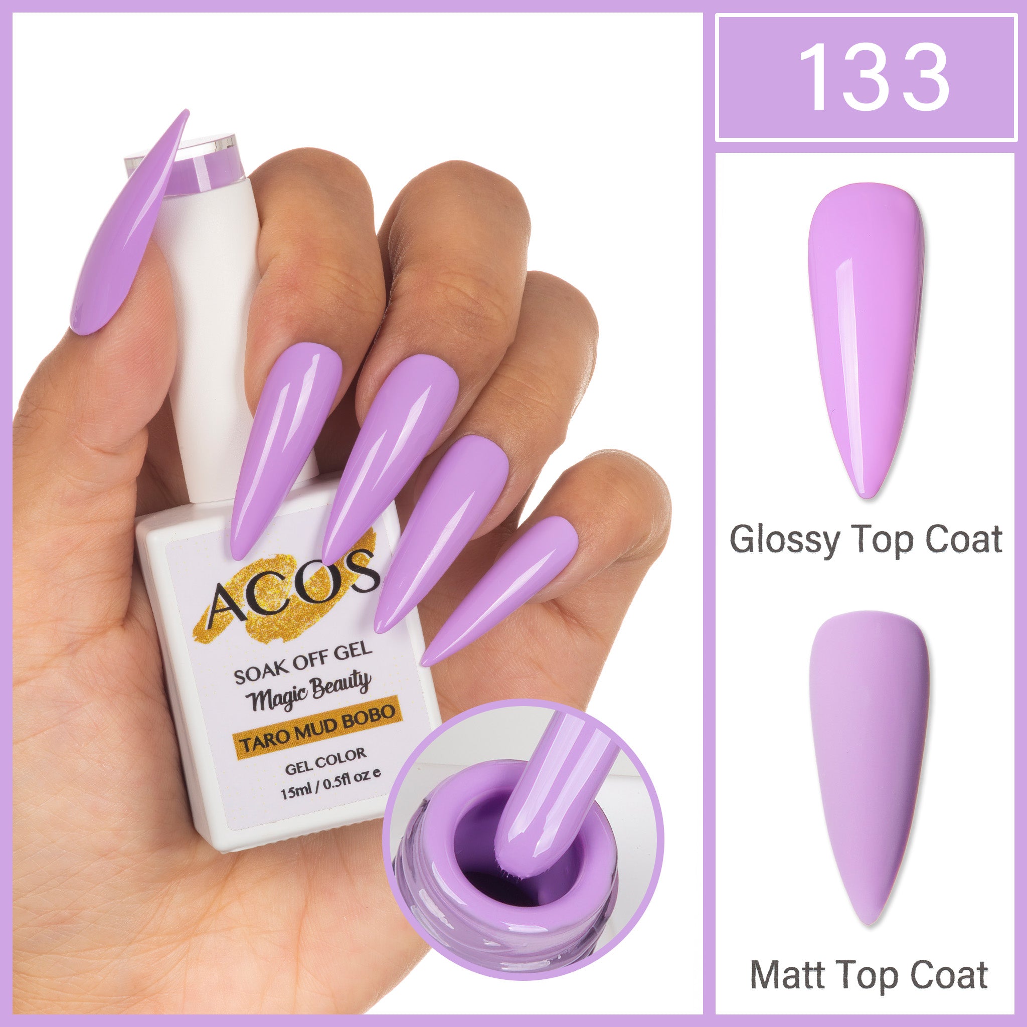 ACOS Magic Beauty Gel Polish Colour Taro Mud Bobo(133) - Lashmer