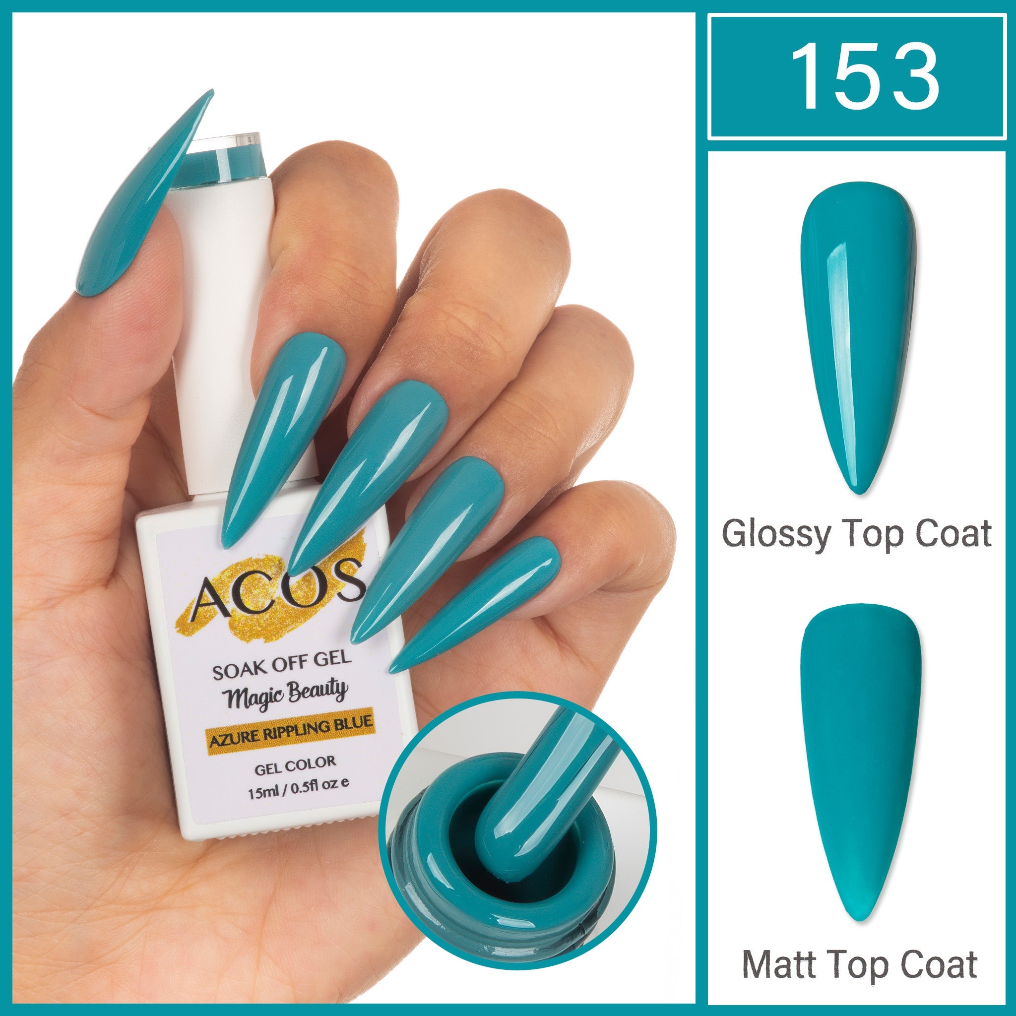 ACOS Magic Beauty Gel Polish Colour Azure Ripping Blue(153) - Lashmer