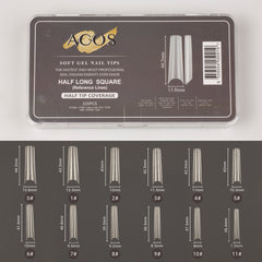 ACOS Soft Gel Nail Tips (Half Tip with lines) -Square (312pcs/box) - Lashmer
