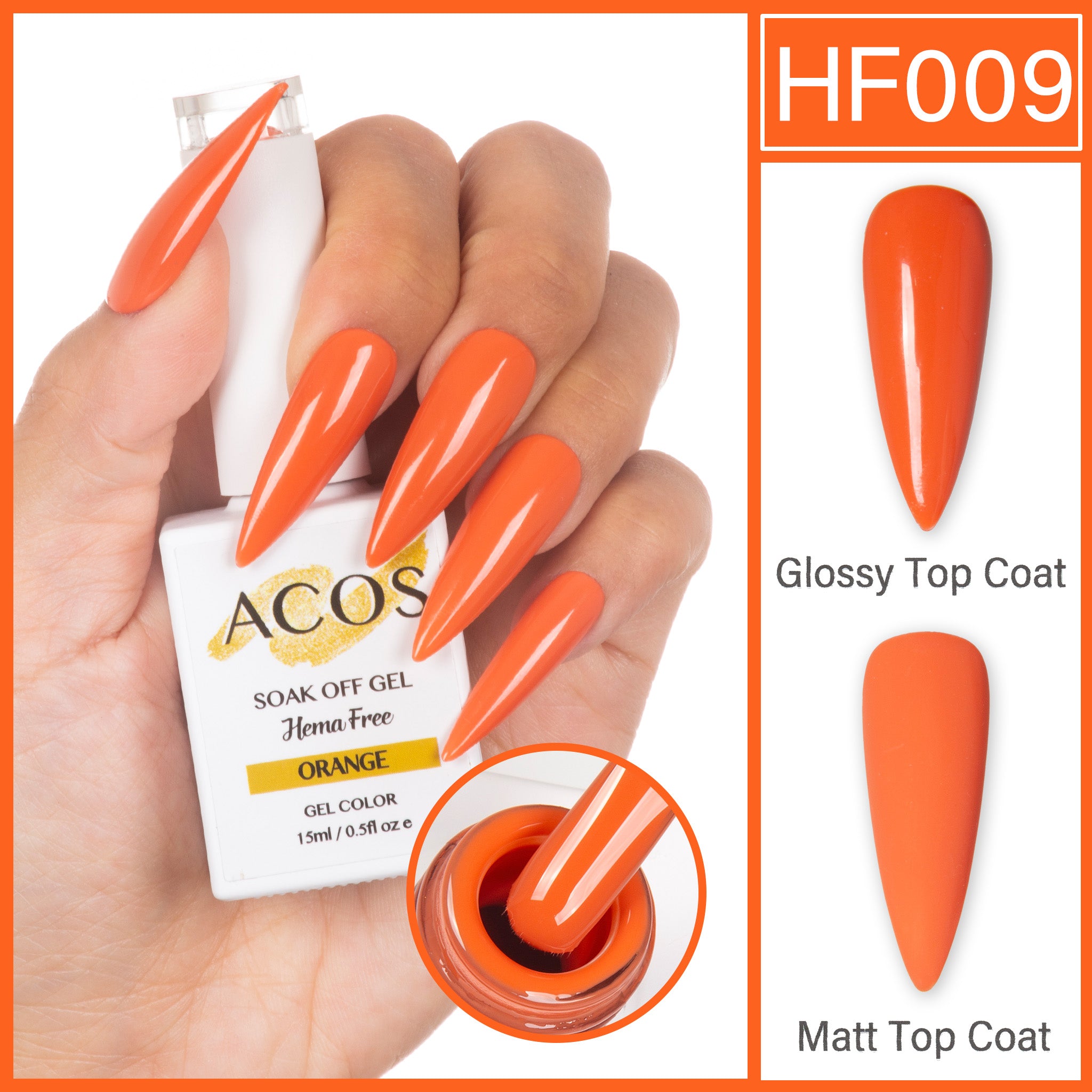 ACOS Hema Free Gel Colour ORANGE (009) - Lashmer