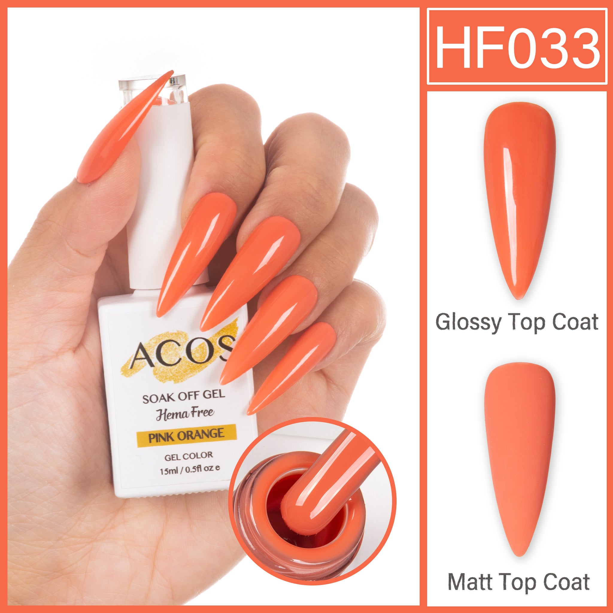 ACOS Hema Free Gel Colour PINK ORANGE (033) - Lashmer