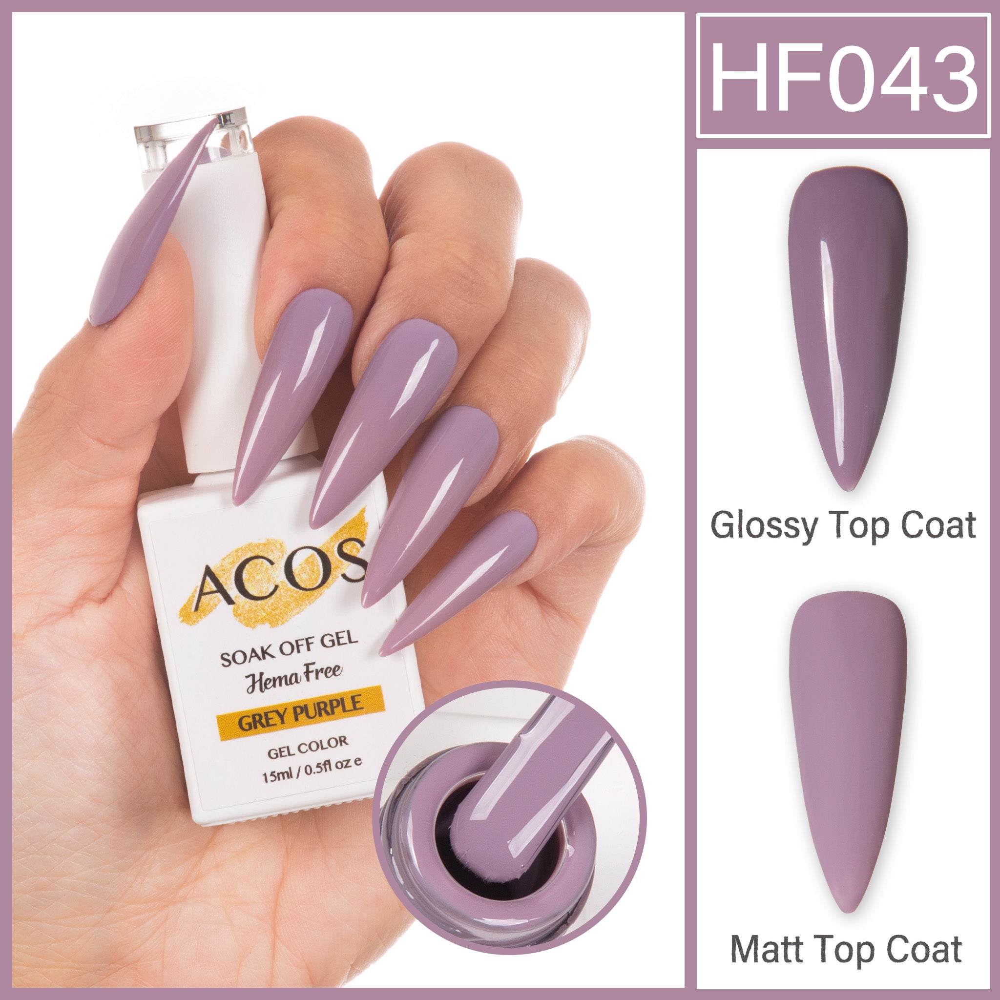 ACOS Hema Free Gel Colour GREY PURPLE (043) - Lashmer