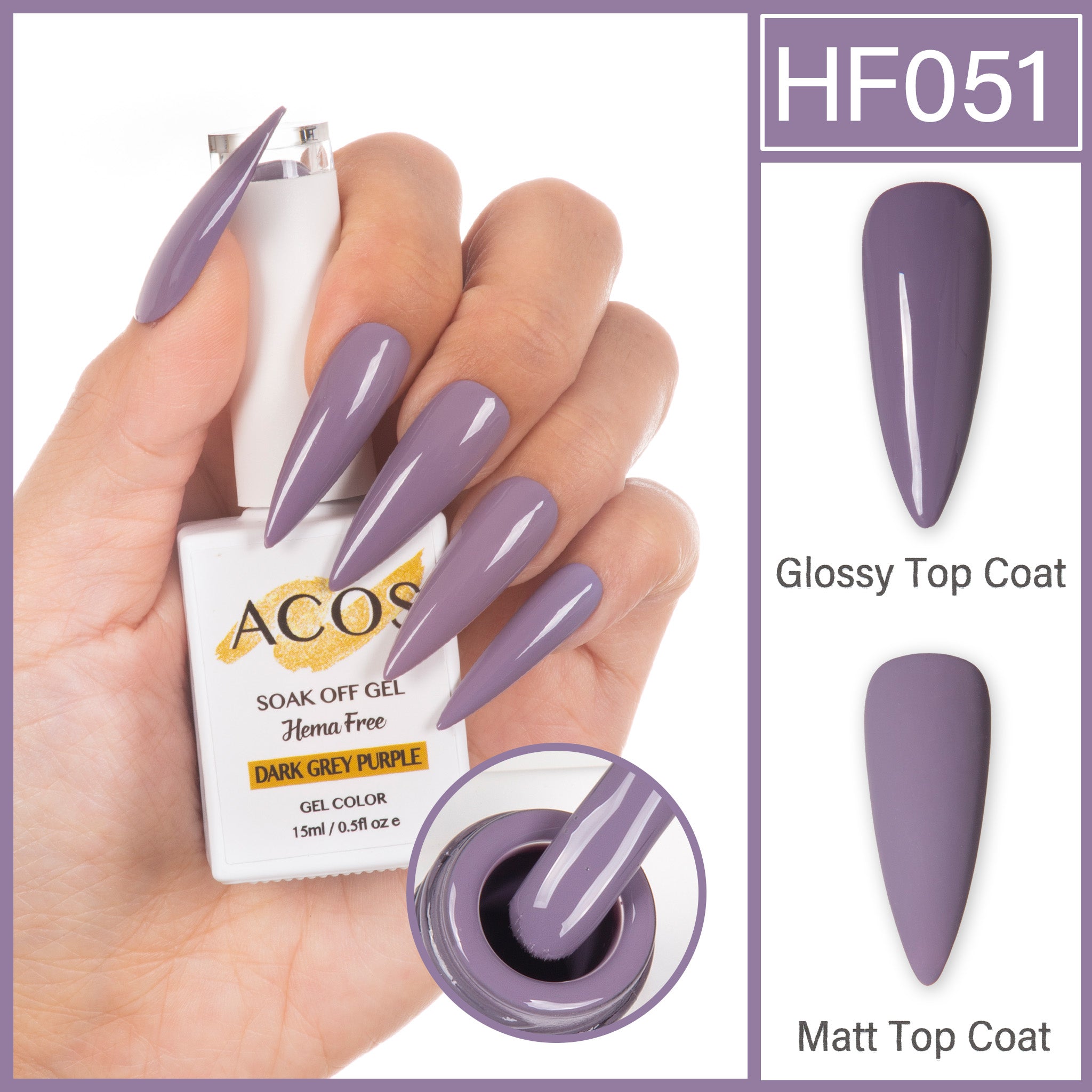 ACOS Hema Free Gel Colour DARK GREY PURPLE (051) - Lashmer
