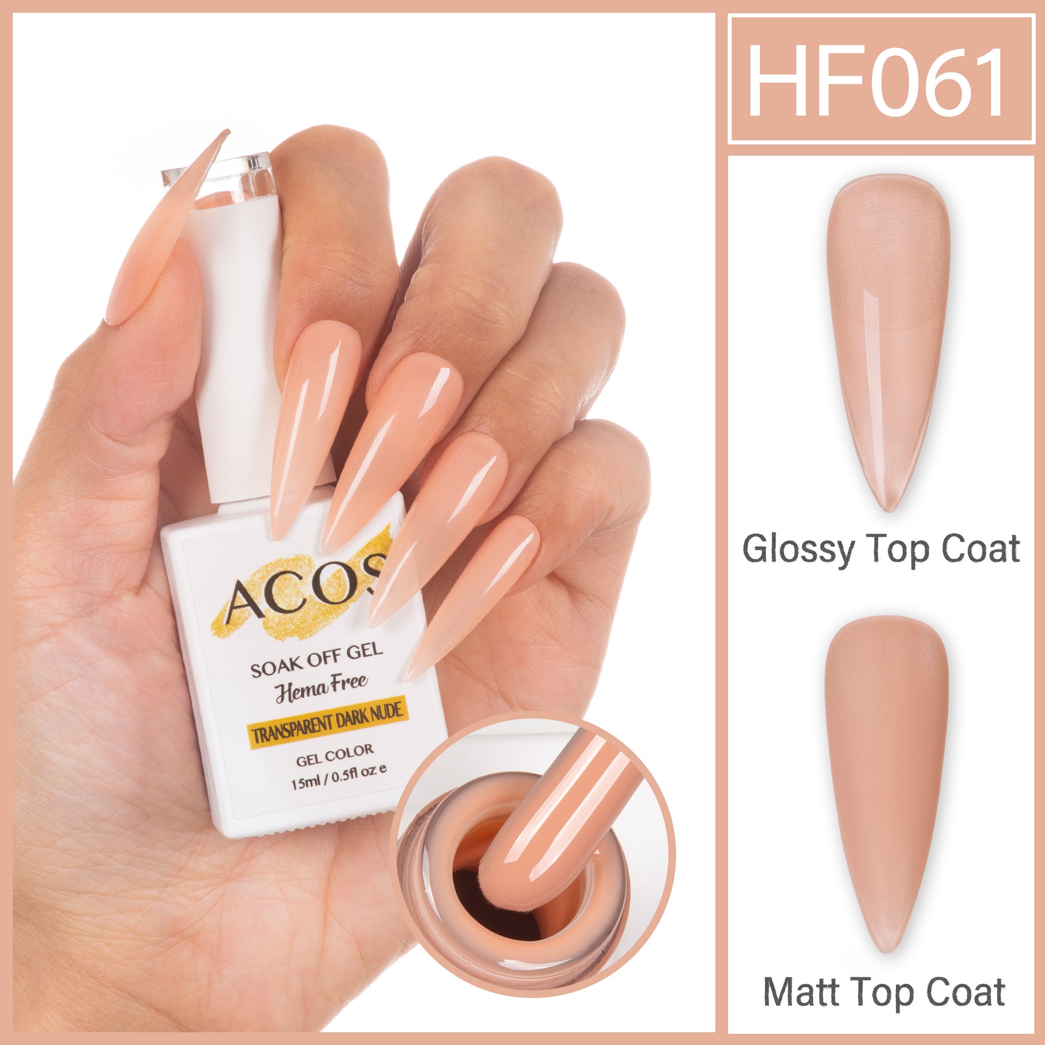 ACOS Hema Free Gel Colour TRANSPARENT DARK NUDE (061) - Lashmer