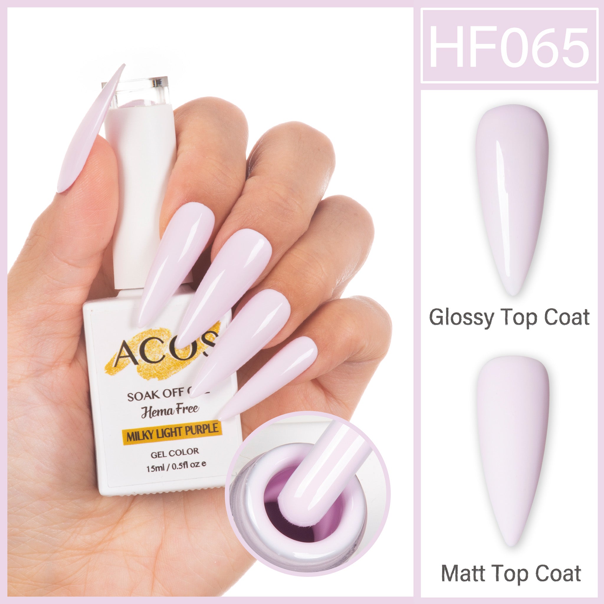 ACOS Hema Free Gel Colour MILKY LIGHT PURPLE (065) - Lashmer