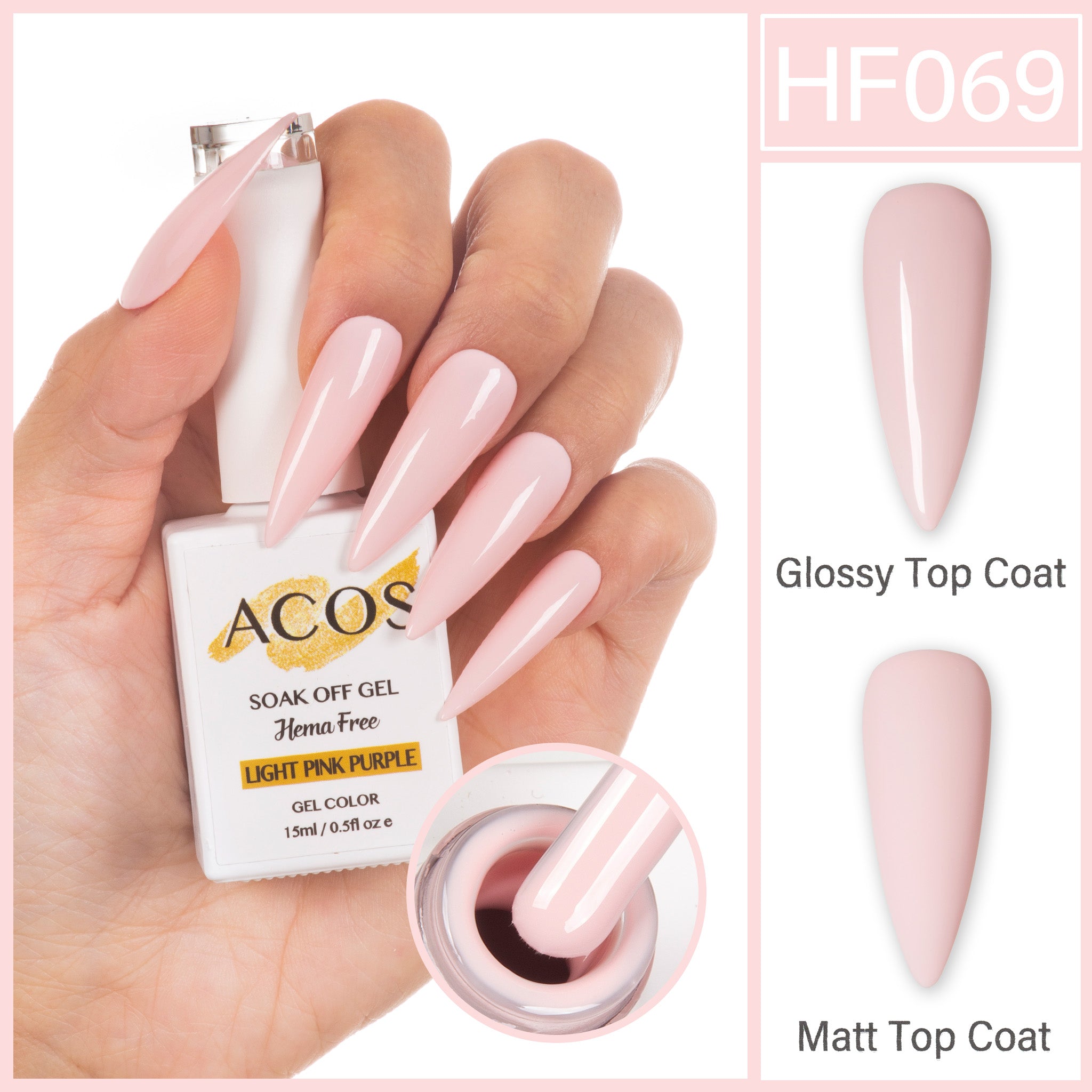 ACOS Hema Free Gel Colour LIGHT PINK PURPLE (069) - Lashmer