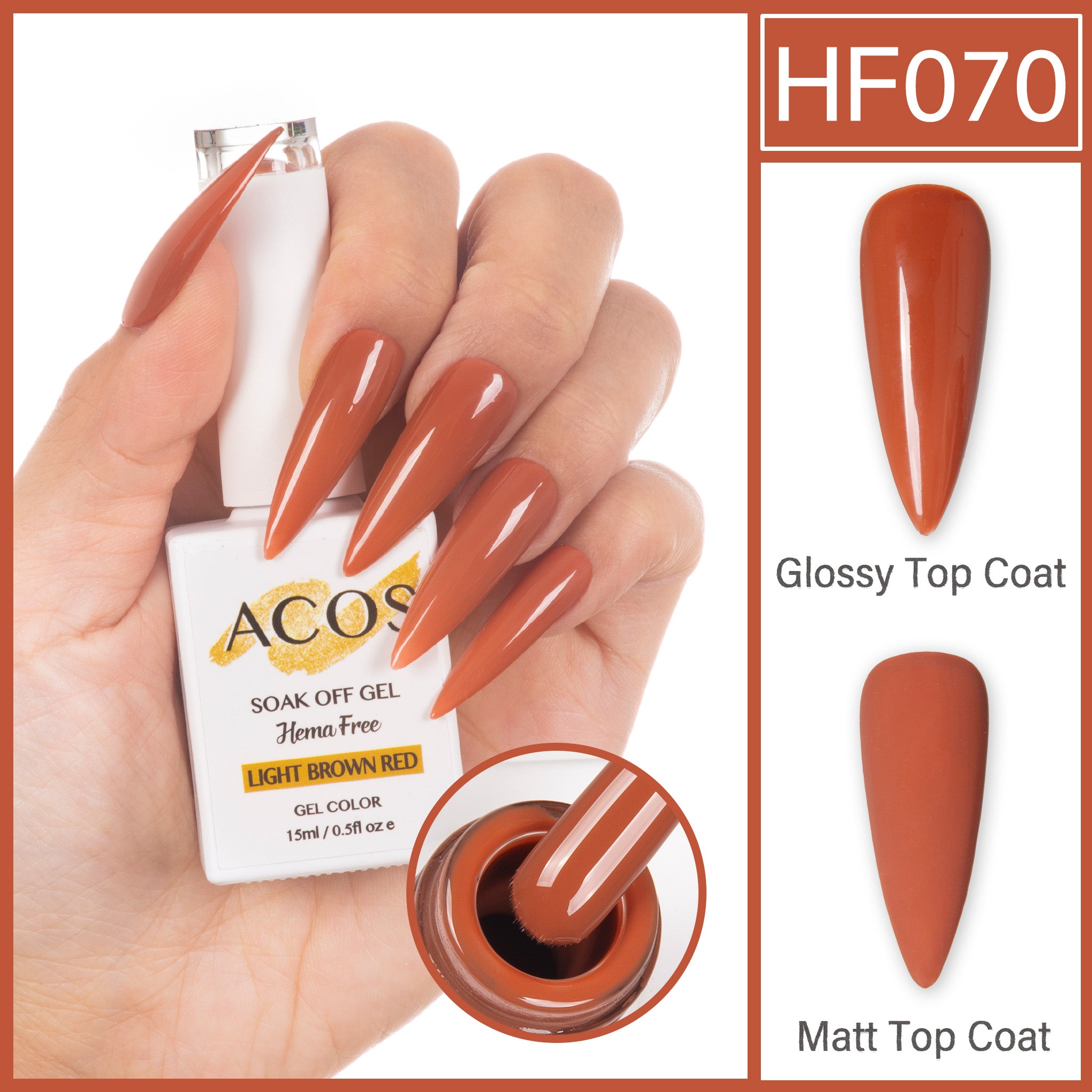 ACOS Hema Free Gel Colour LIGHT BROWN RED (070) - Lashmer