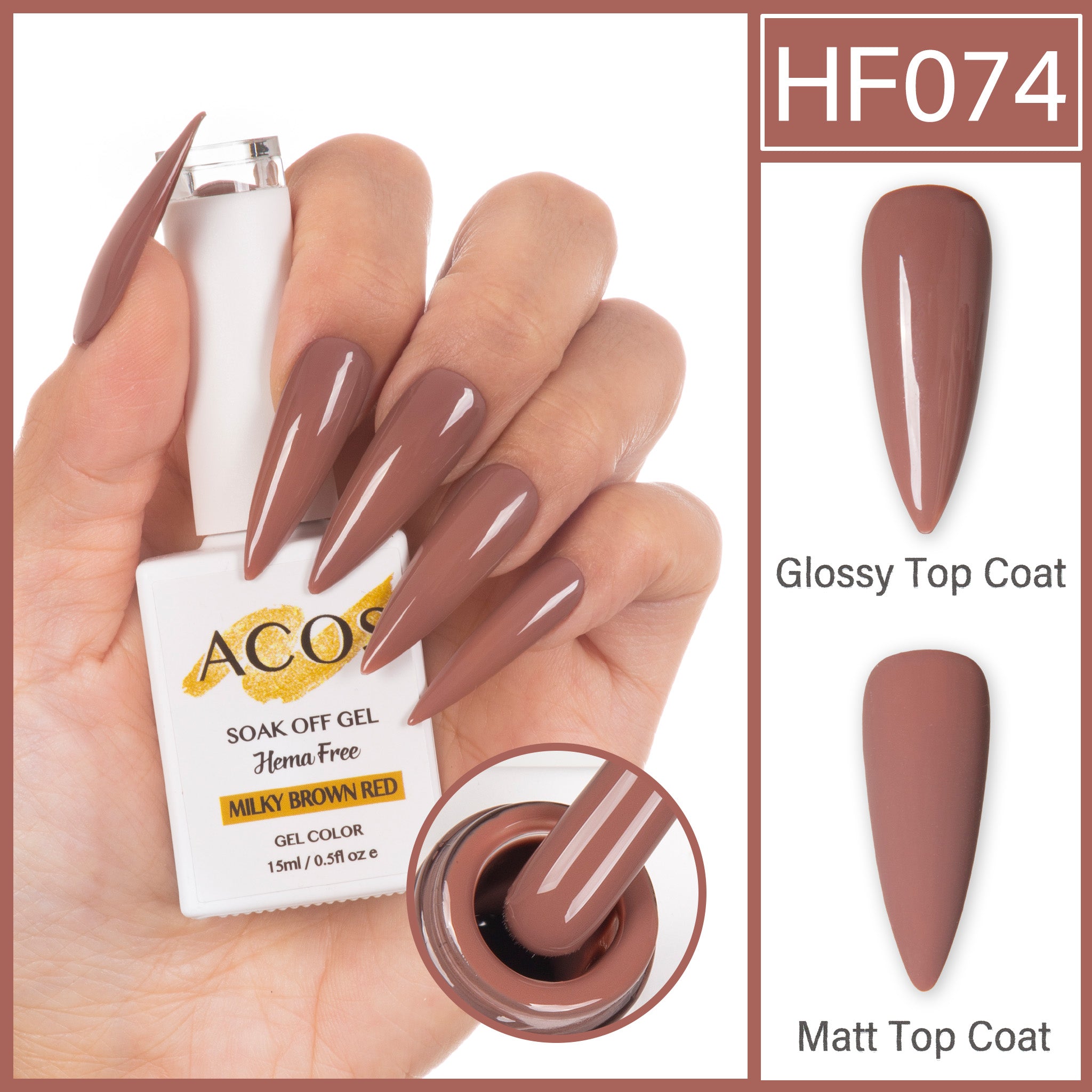ACOS Hema Free Gel Colour MILKY BROWN RED (074) - Lashmer