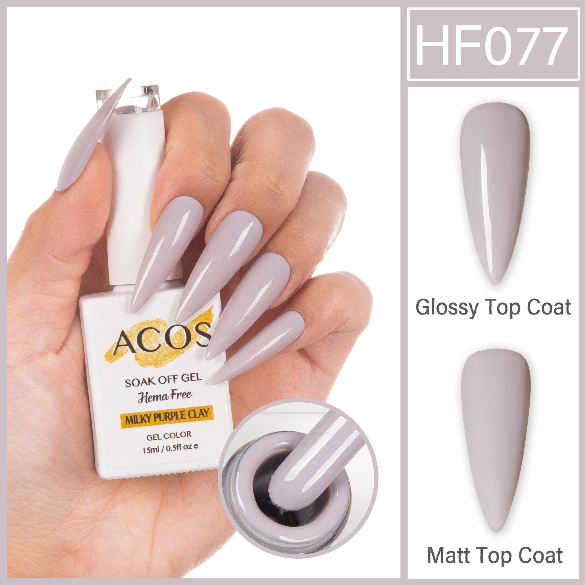 ACOS Hema Free Gel Colour MILKY PURPLE CLAY (077) - Lashmer