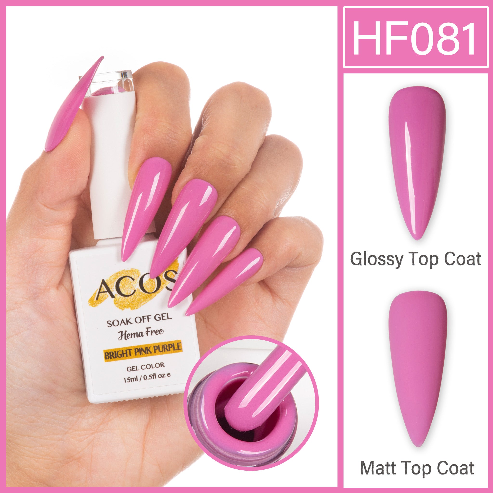 ACOS Hema Free Gel Colour BRIGHT PINK PURPLE (081) - Lashmer